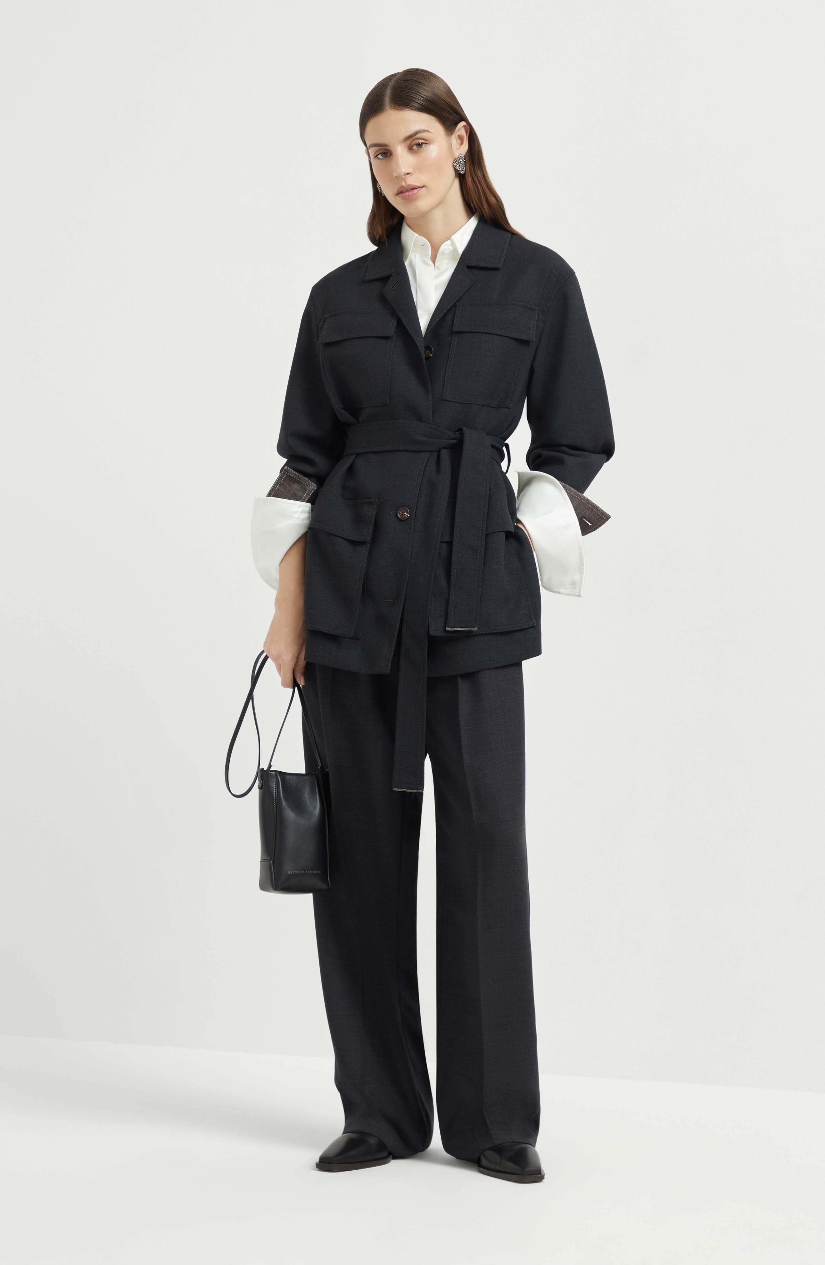 Brunello Cucinelli Fluid twill blazer in Lignite Grey at Nordstrom - 6