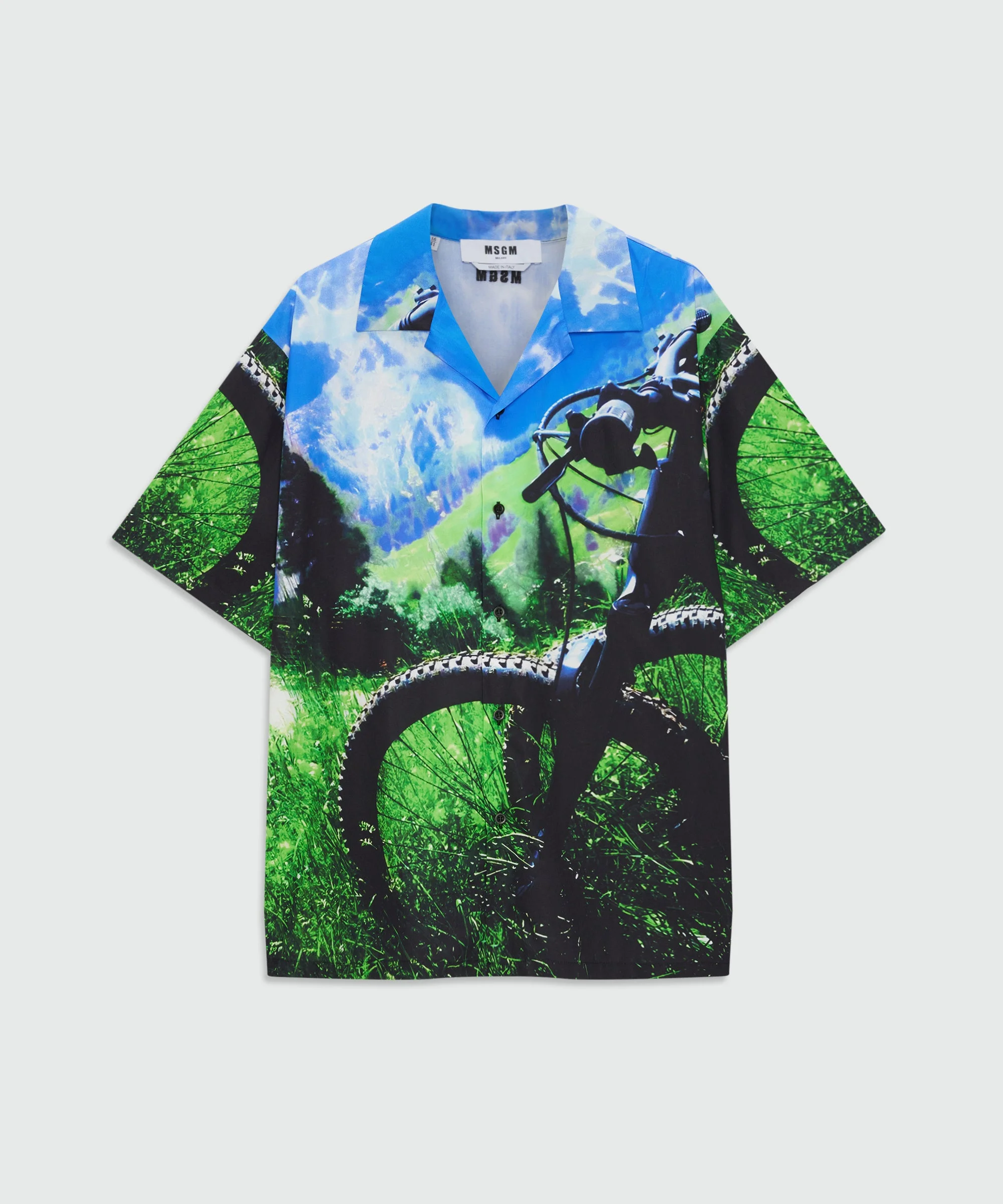 Multicolor cotton printed short-sleeve bowling shirt - 1