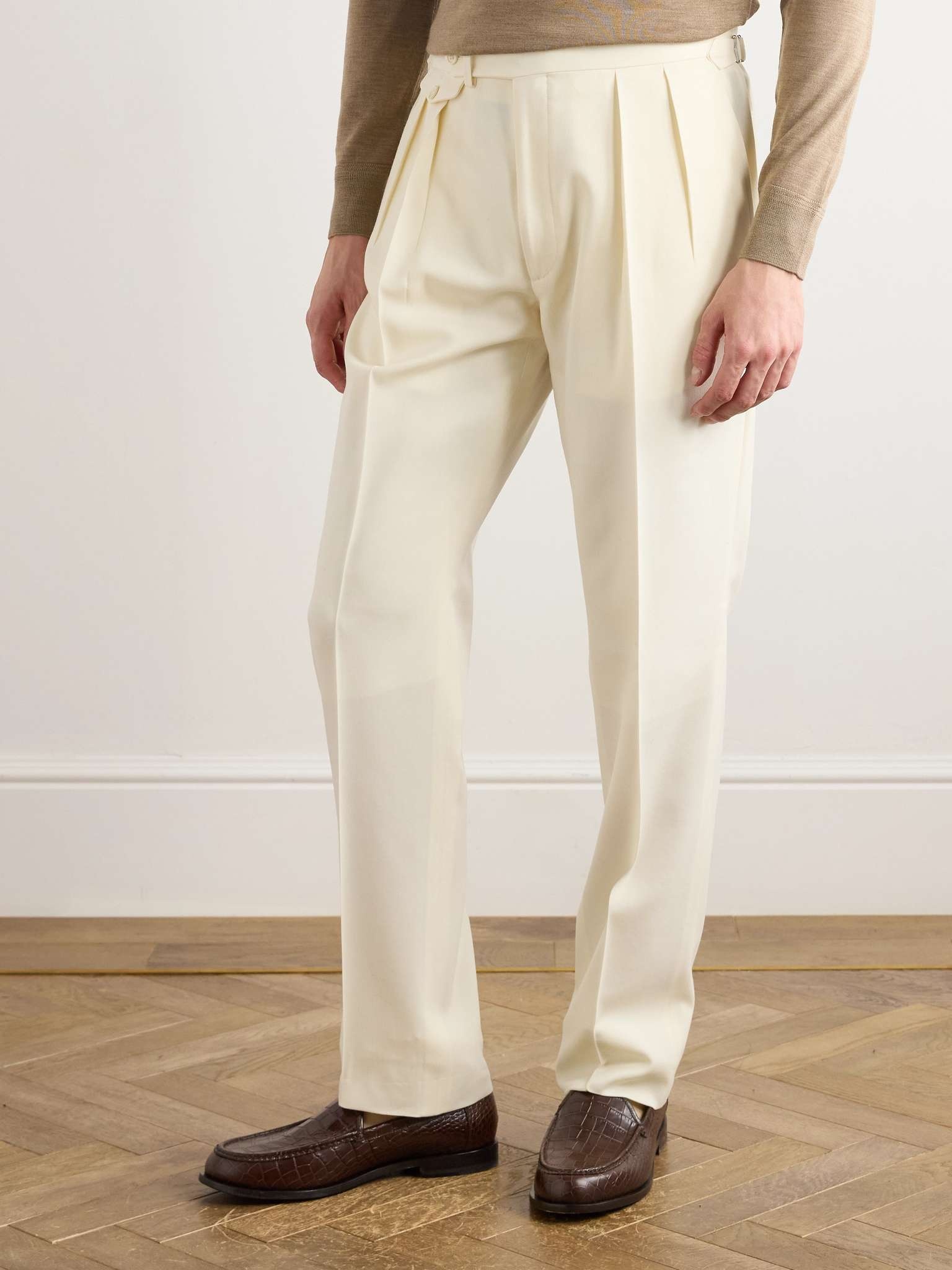 Gregory Straight-Leg Pleated Wool-Twill Trousers - 3