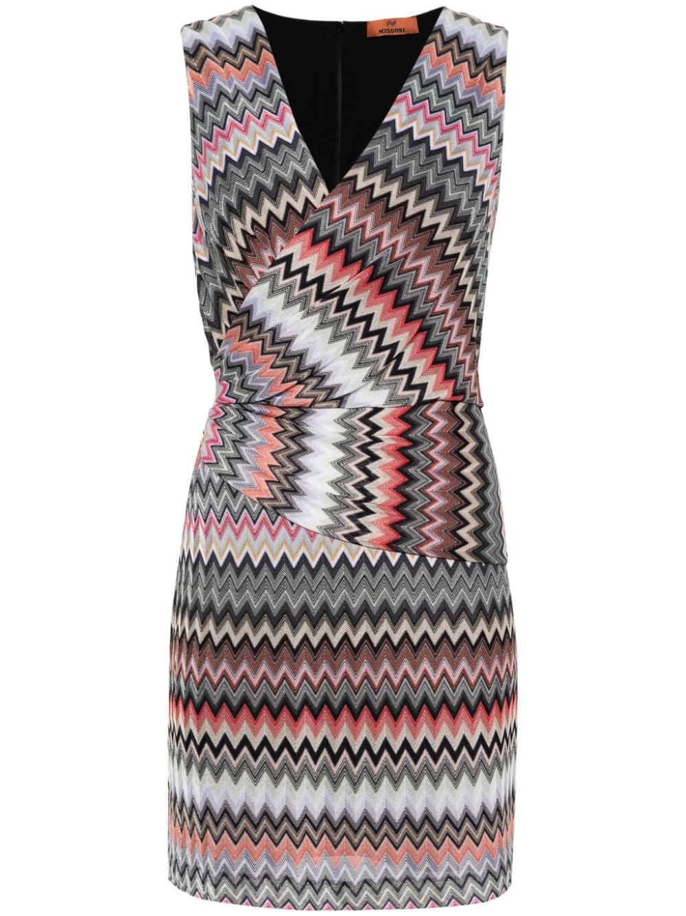 zigzag-woven draped-detail dress - 1