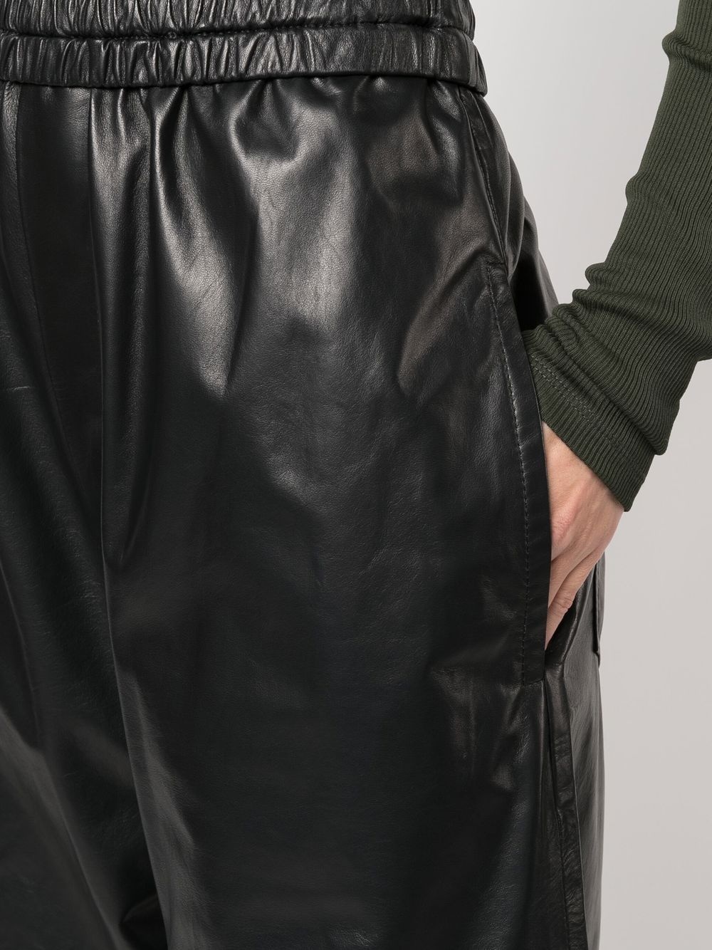 high-waist leather trousers - 5