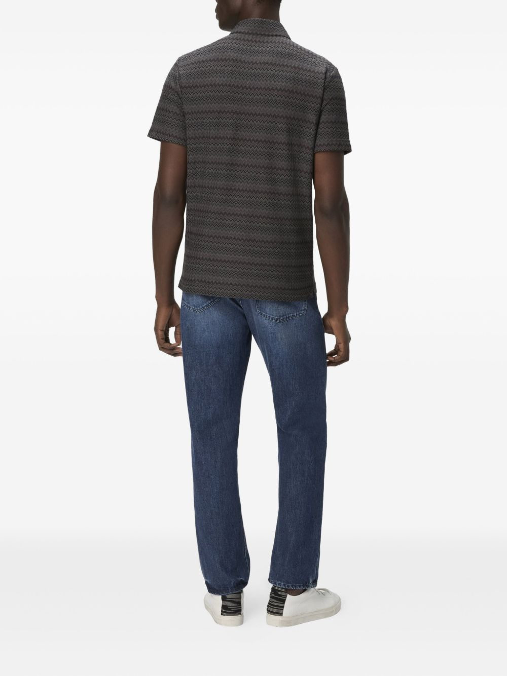 chevron-pattern polo shirt - 3
