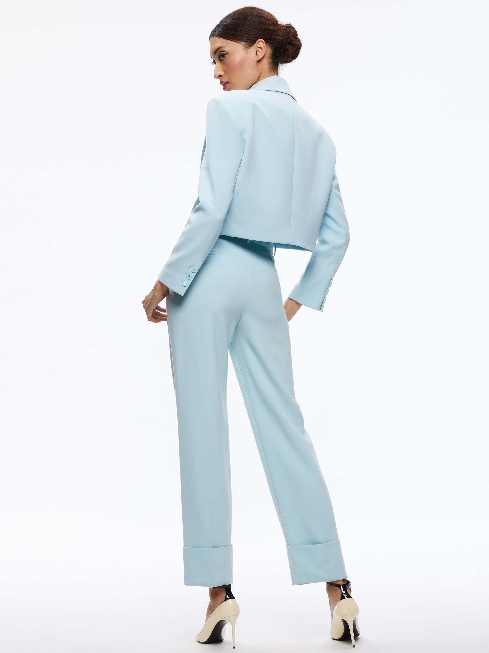 SHAN CROPPED RUCHED SLEEVE BLAZER - 3