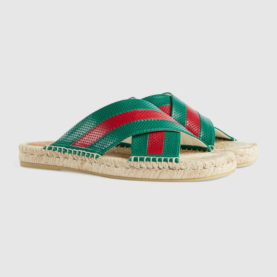 GUCCI Men's leather slide sandal with Web outlook