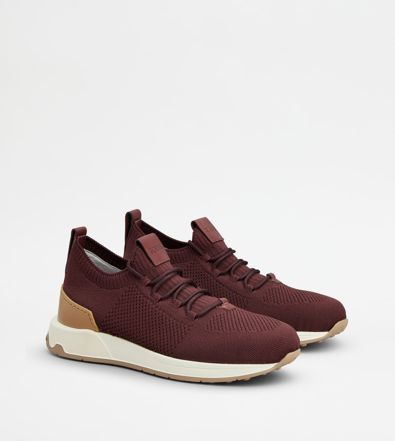 SOCK SNEAKERS IN TECHNICAL FABRIC AND LEATHER - BURGUNDY 3