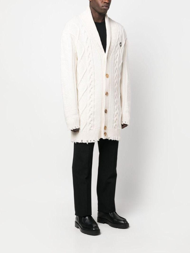 cable-knit distressed-finish cardigan 3