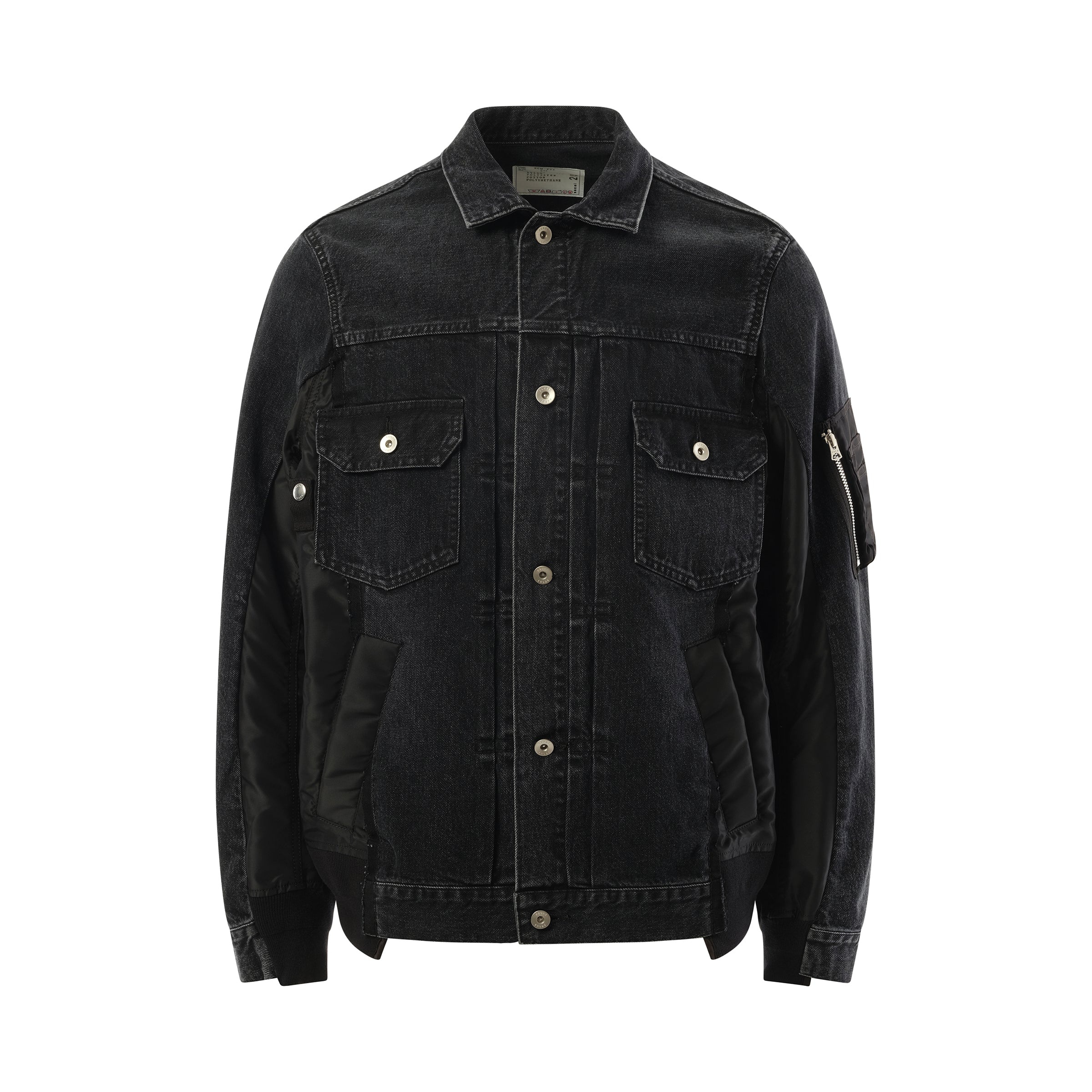 Denim Nylon Twill Jacket in Black - 2
