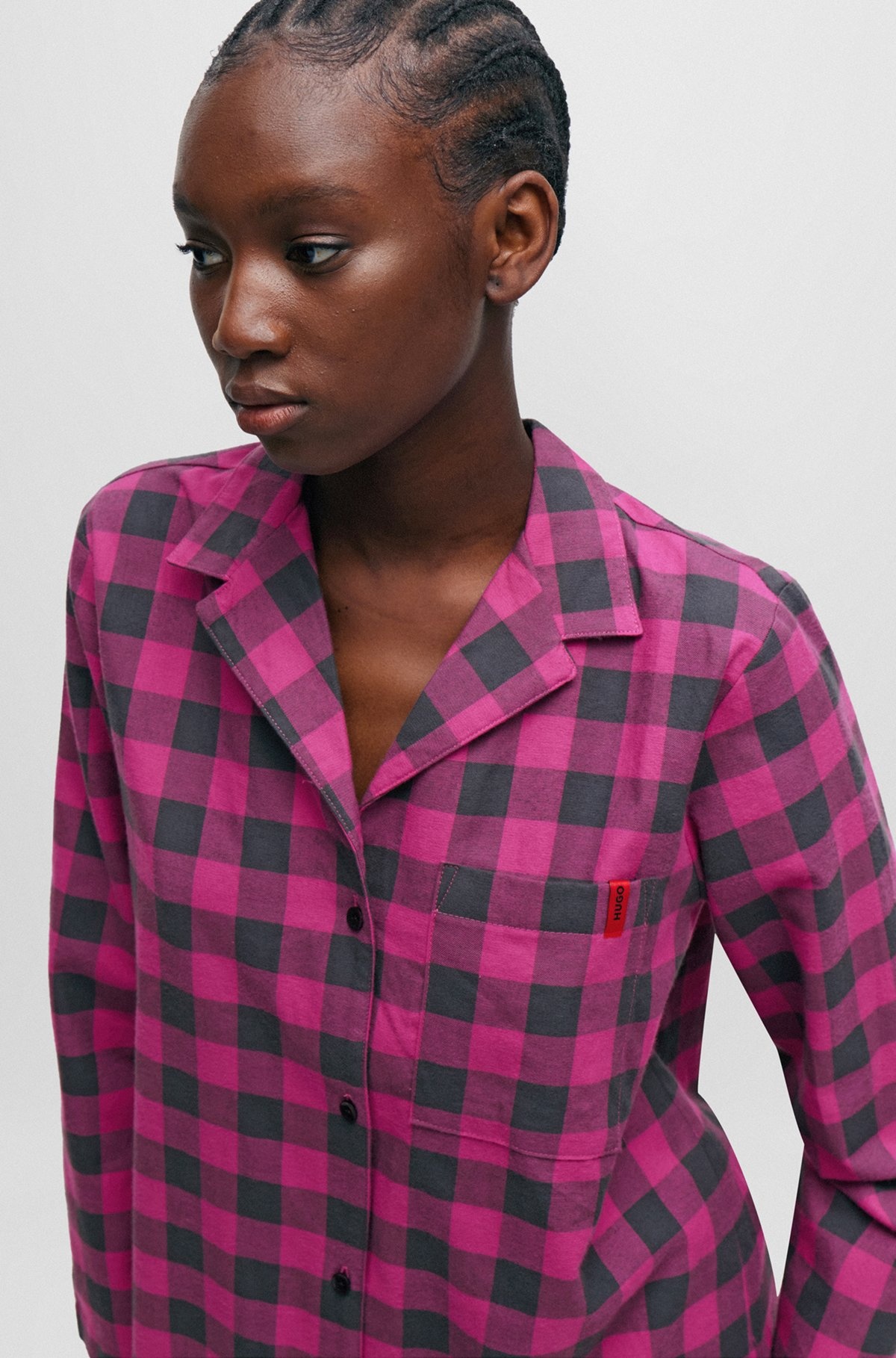 RELAXED-FIT PAJAMA TOP IN CHECKED COTTON FLANNEL - 4