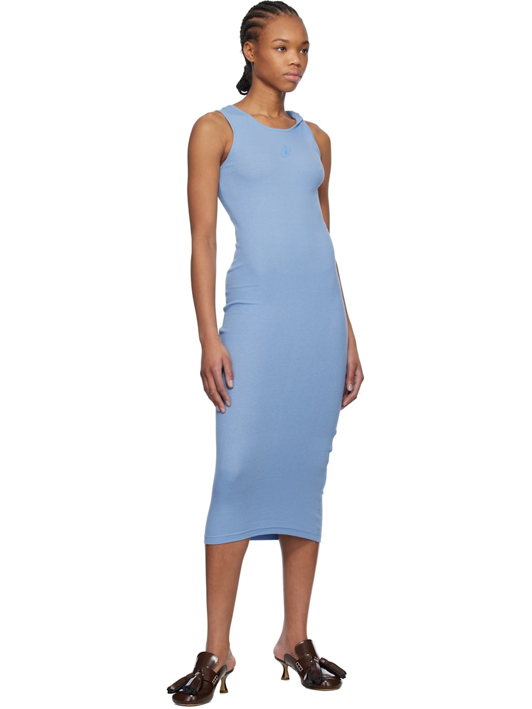 Blue Anchor Logo Twisted Strap Midi Dress - 4