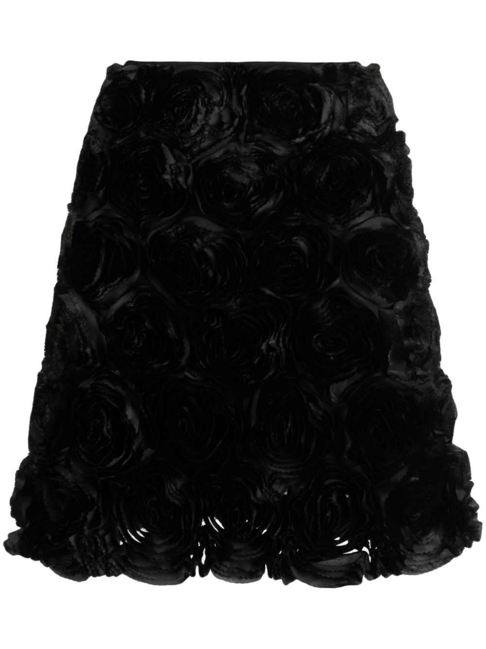 floral-appliqué silk skirt - 1