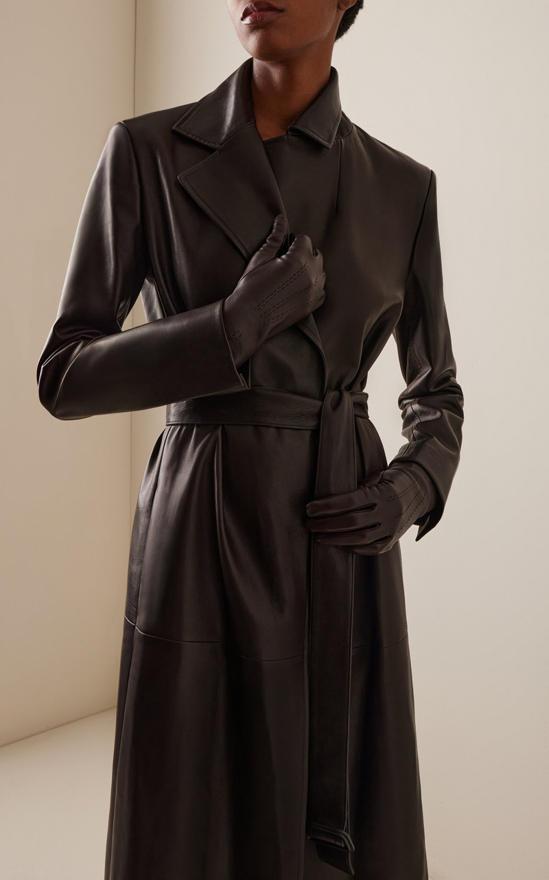 The Row Florence Leather Gloves brown outlook