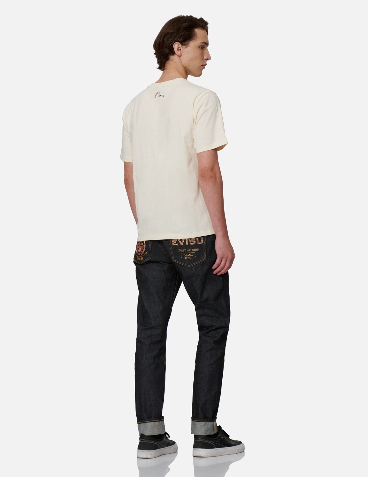 JAPANESE-PATTERN KAMON AND LOGO EMBROIDERY CARROT-FIT JEANS #2017 - 3