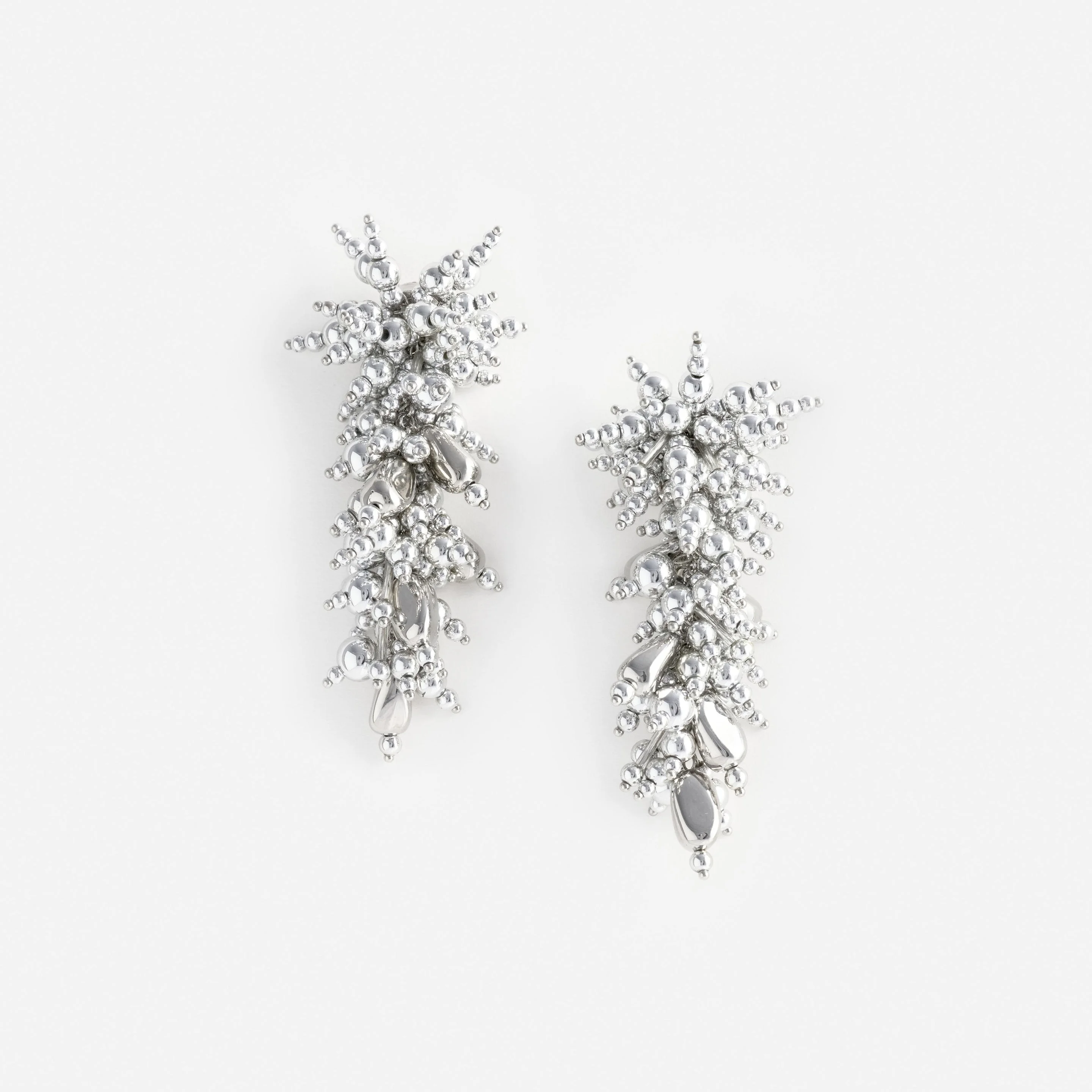 Silver Beaded Dangle Earring - 1
