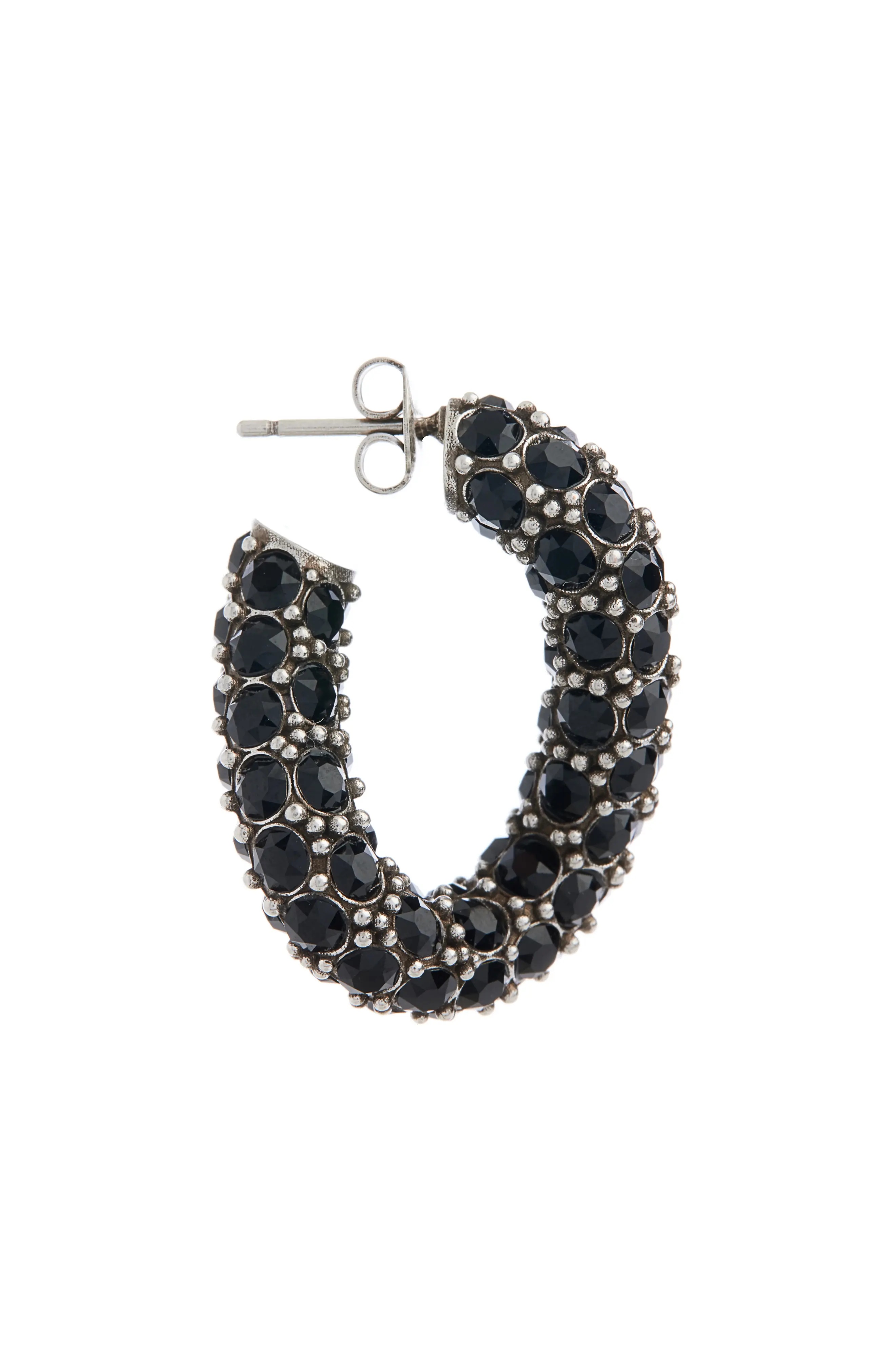 Funky Ring Crystal Hoop Earrings in Black/Silver - 3