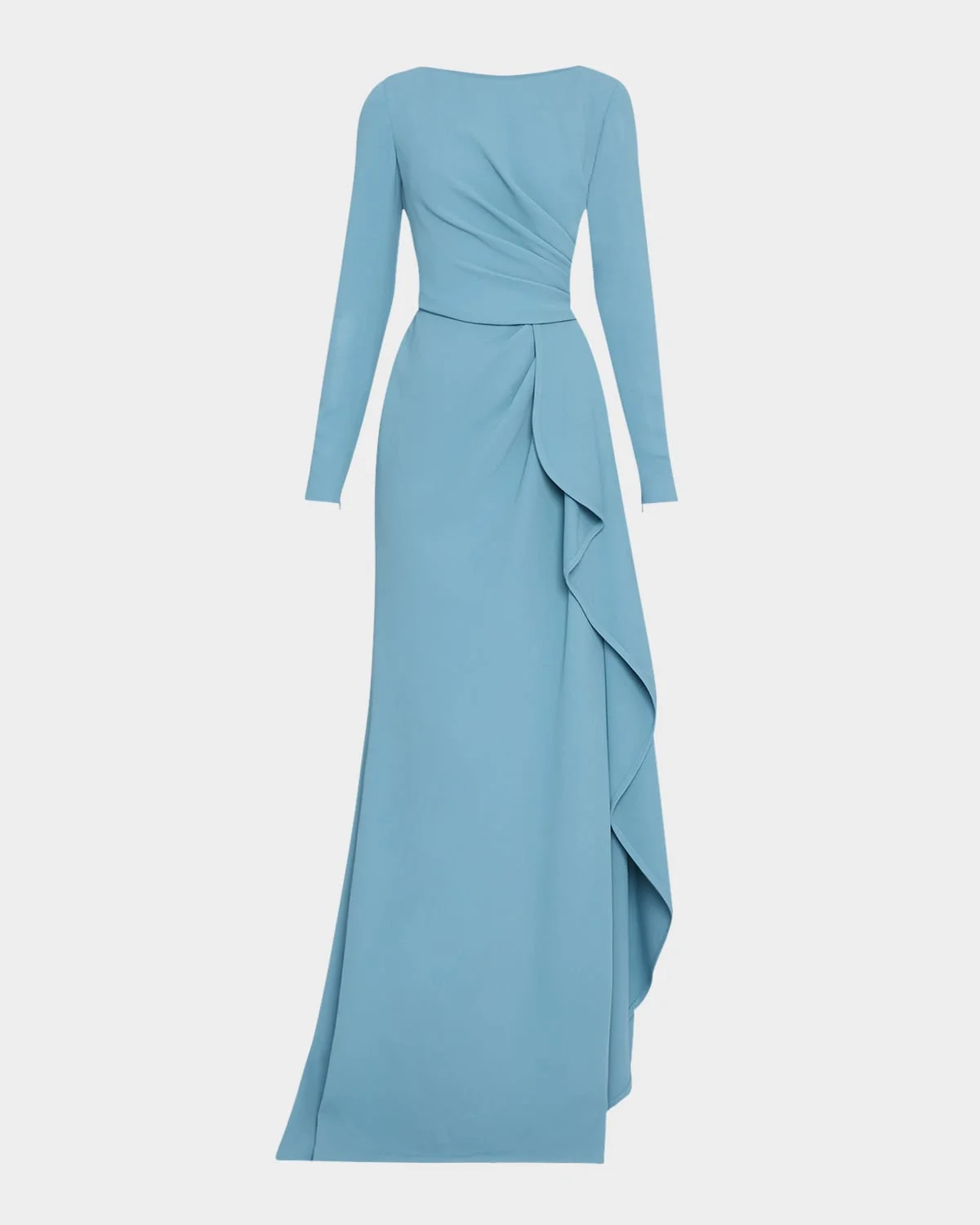 Long-Sleeve Ruffle-Slit Cady Gown - 1