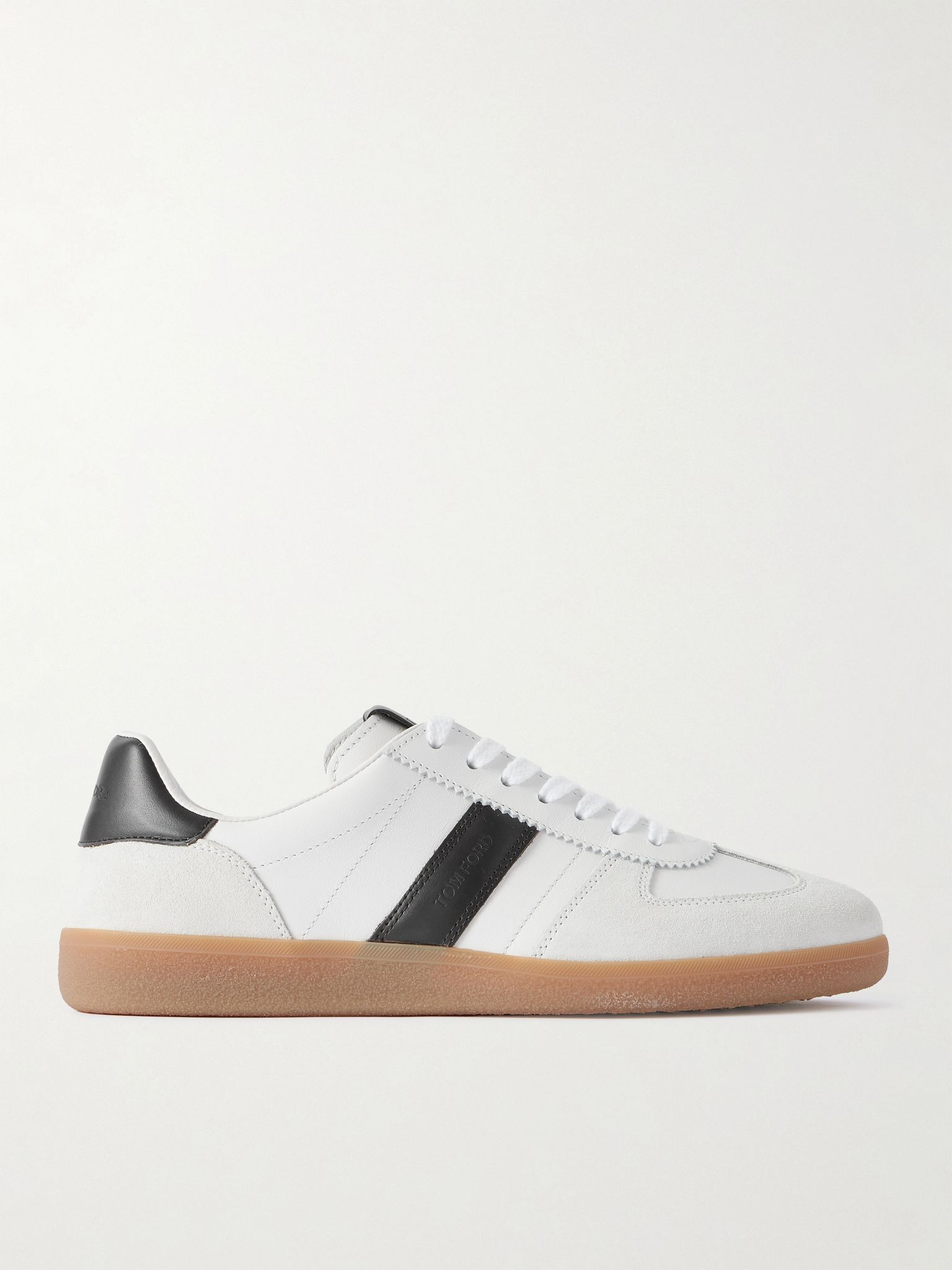 Archer Suede-Trimmed Leather Sneakers White - 1