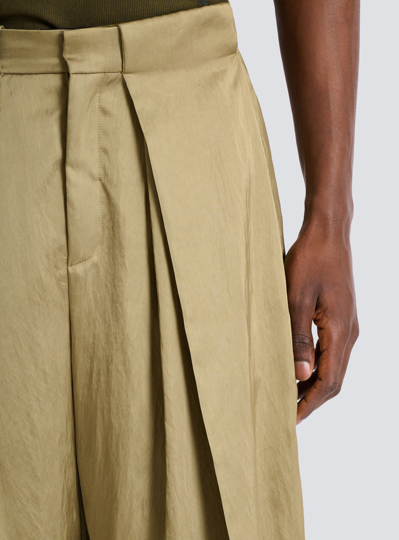 Satin-finish trousers with wide knife pleats 6