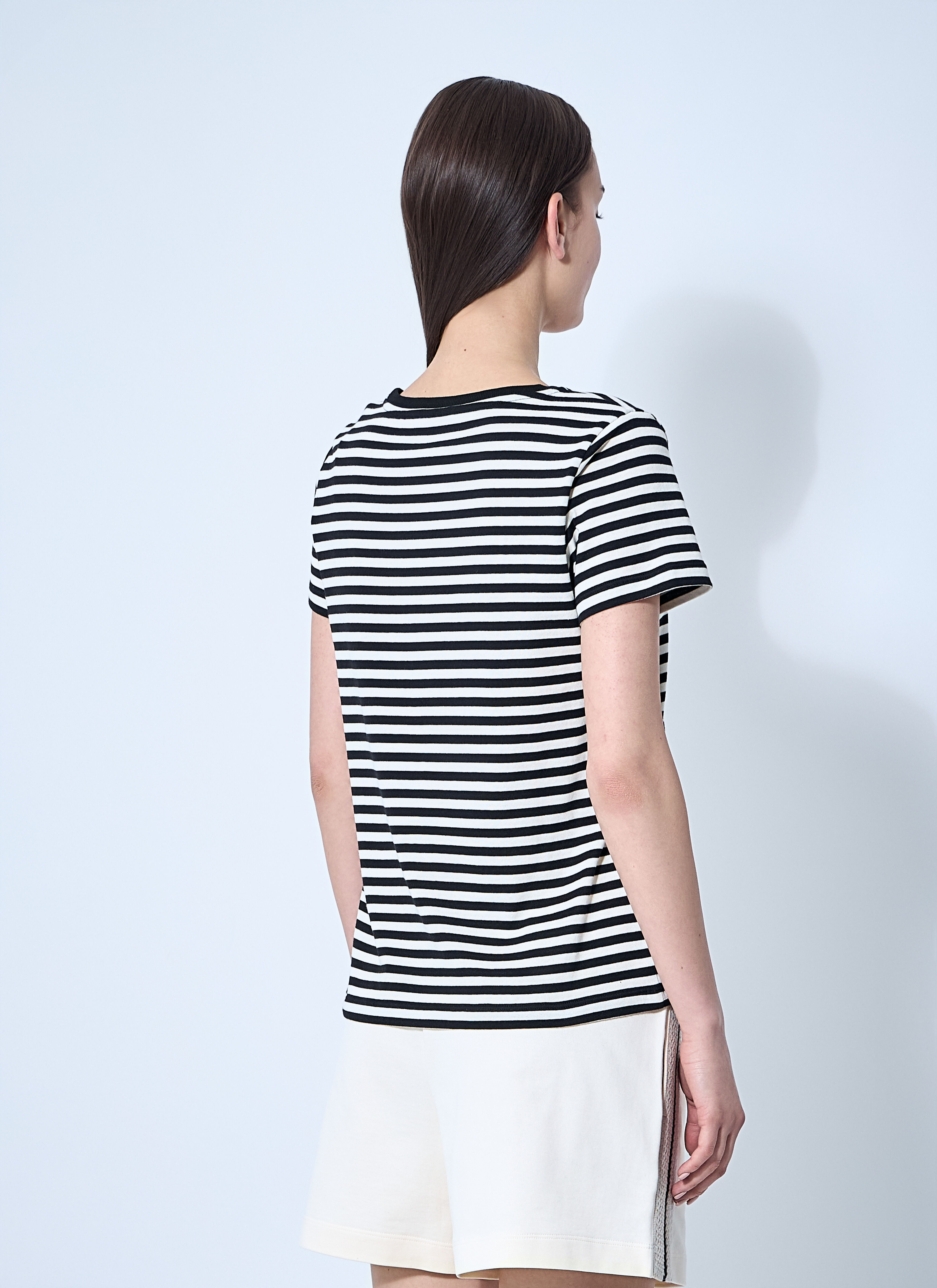 Striped Logo Motif T-Shirt - 4