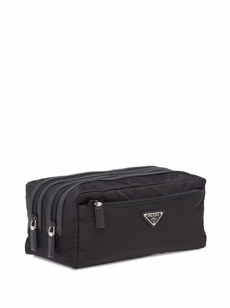 Re-Nylon and leather travel pouch - 3