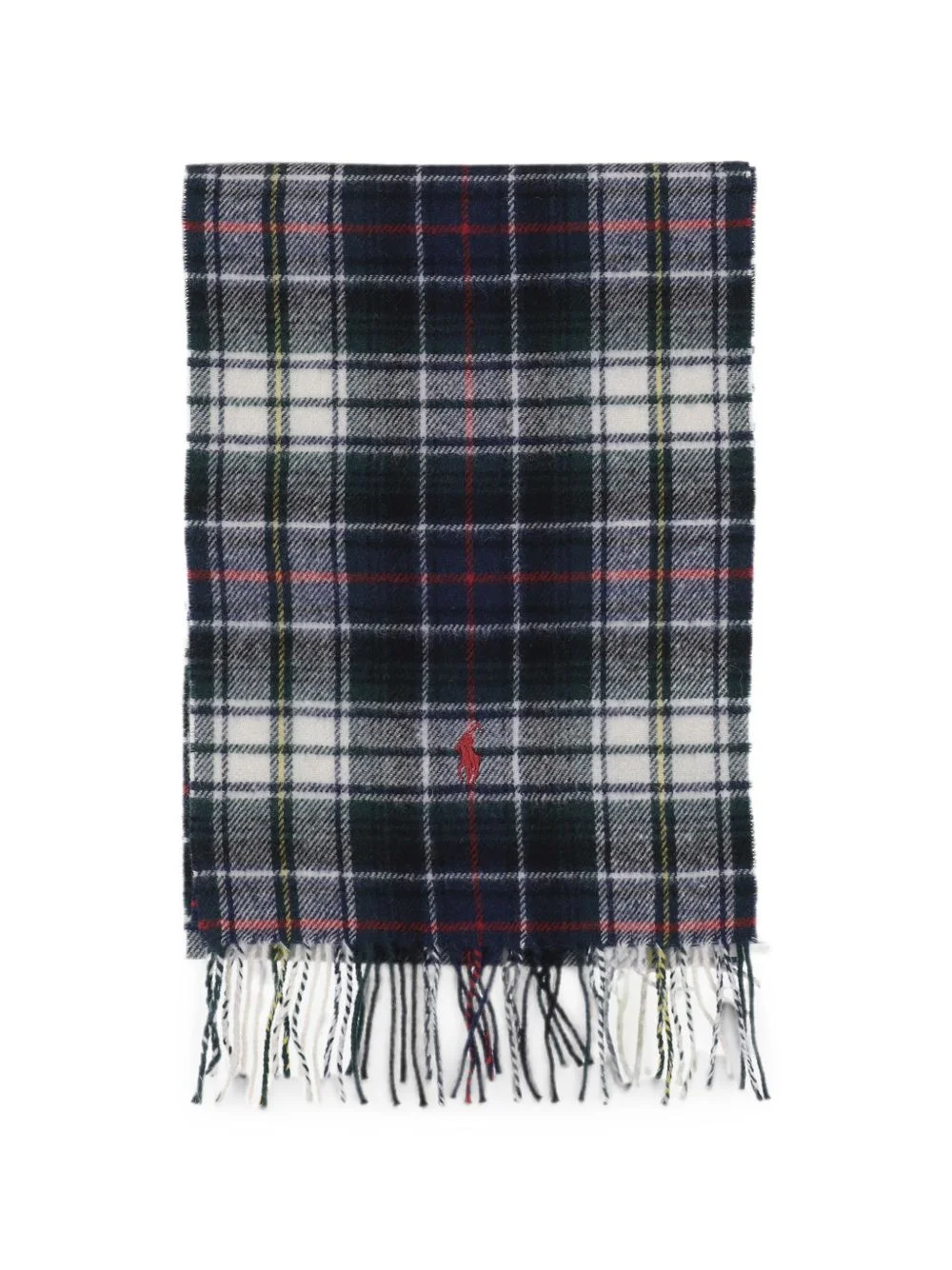 tartan fringe wool scarf - 1