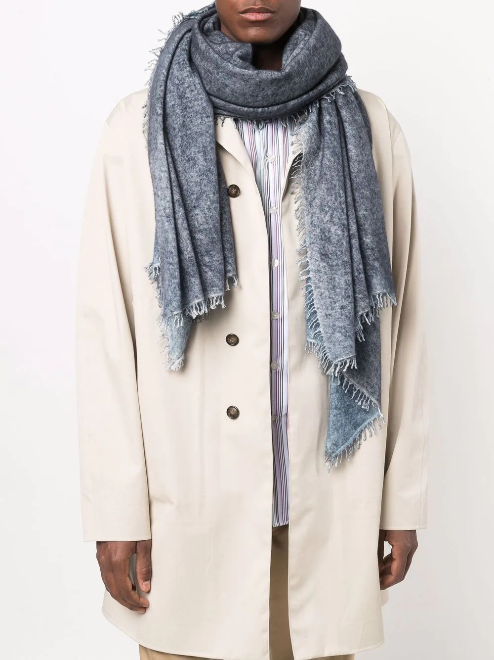 washed frayed-edge cashmere scarf - 2