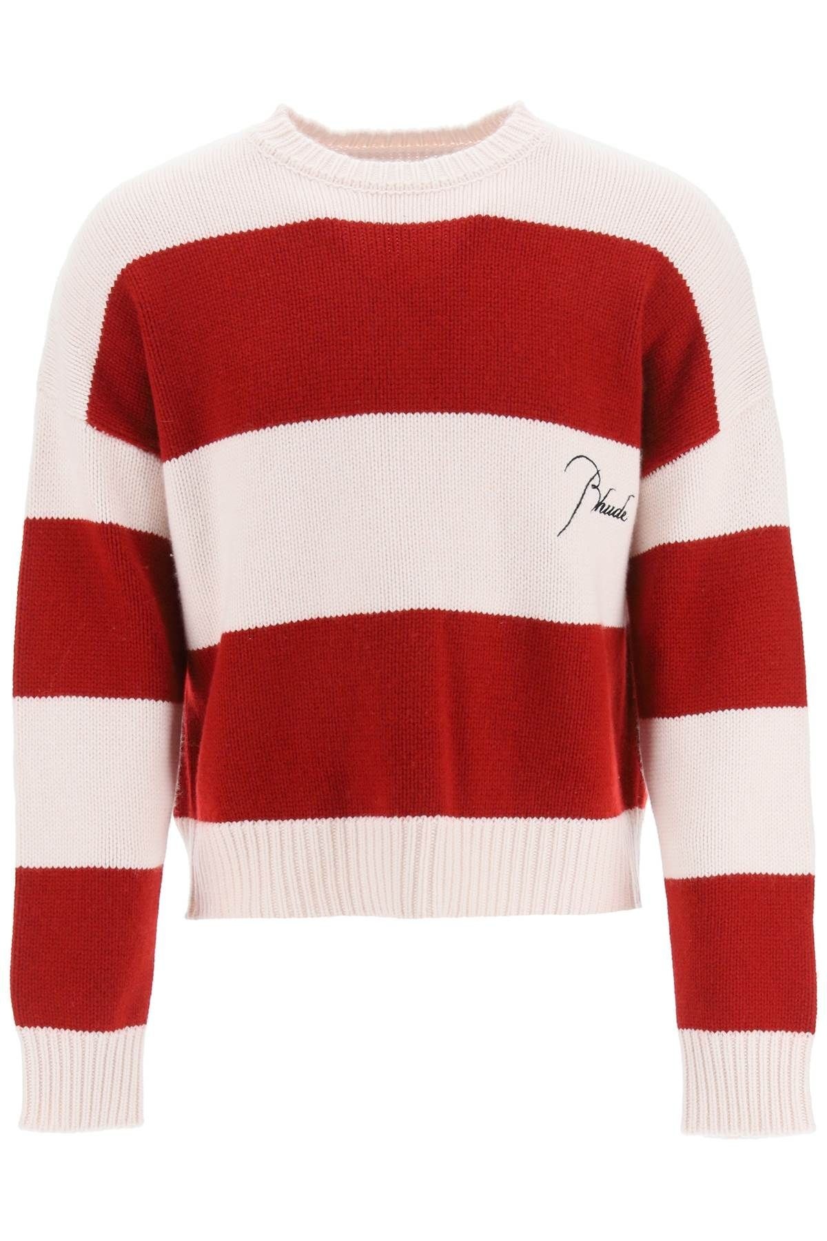 STRIPED SWEATER WITH EMBROIDERED LOGO - 1