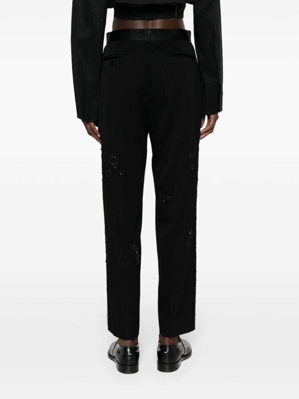 embroidered straight-leg trousers - 4