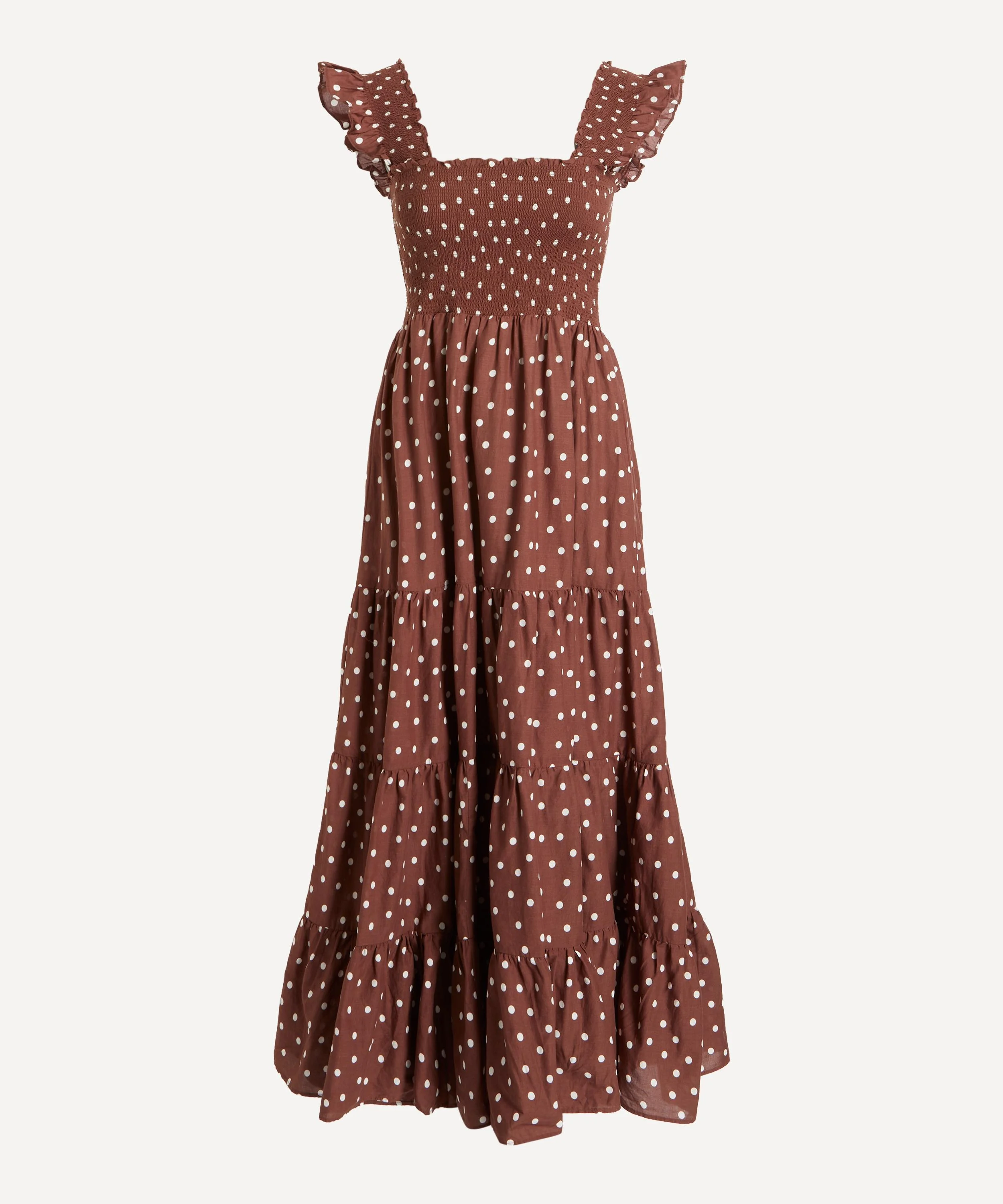 Kendall Layla Dot Brown Cotton Midi Dress - 1