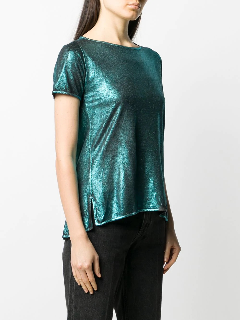 metallic-effect crew-neck T-Shirt  - 3