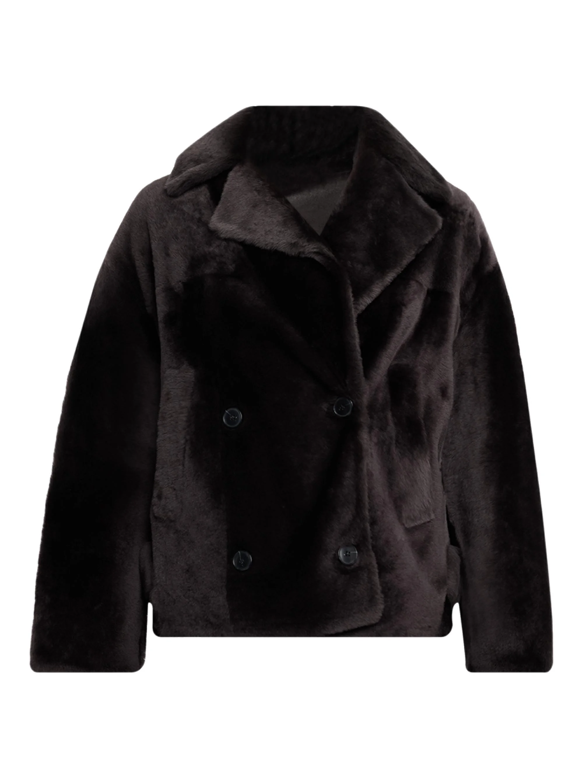 Women's Shearling Double-Breasted Jacket - Etain - 1