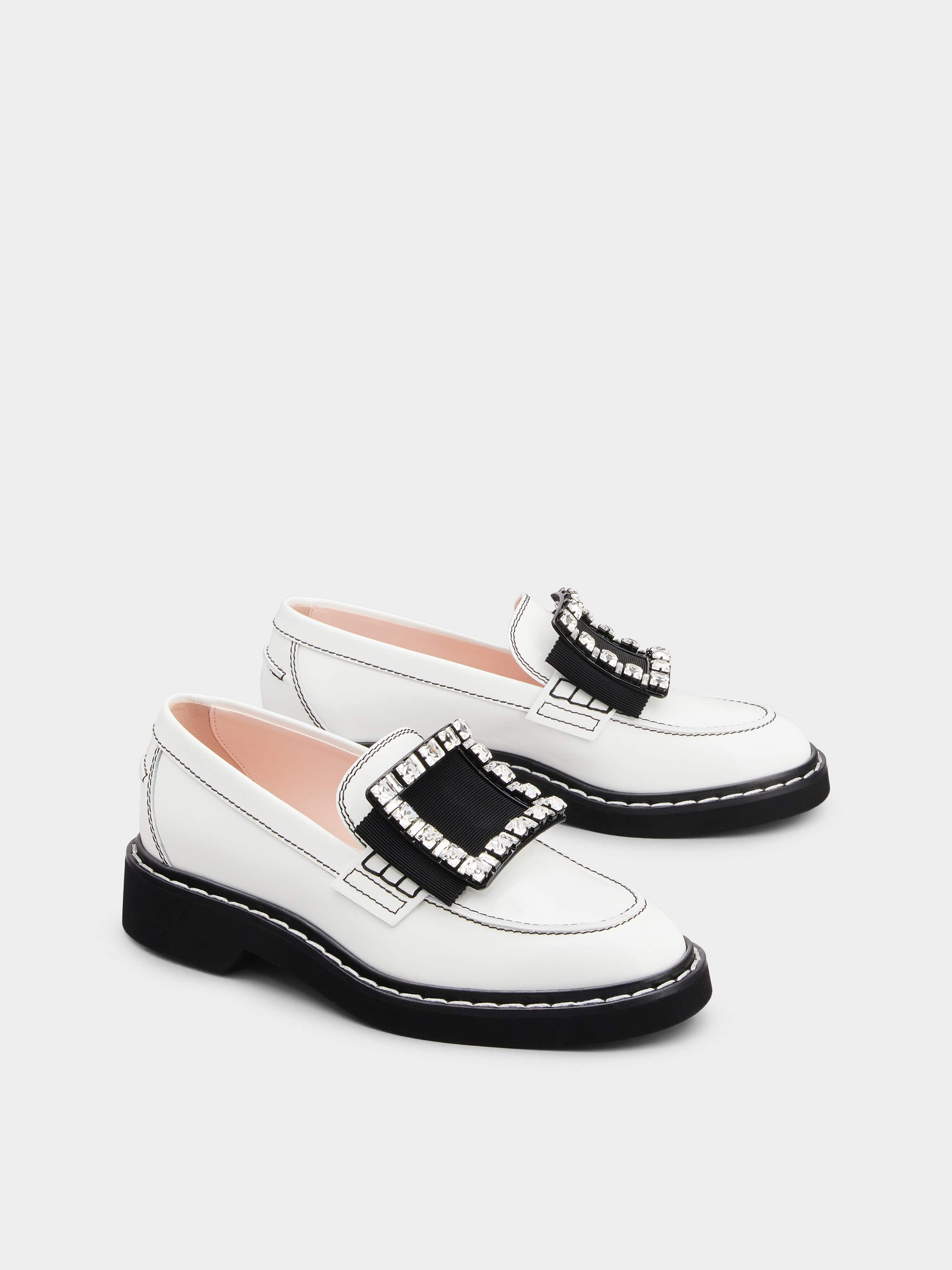 Viv' Rangers Stitch Strass Buckle Loafers in Leather - 2