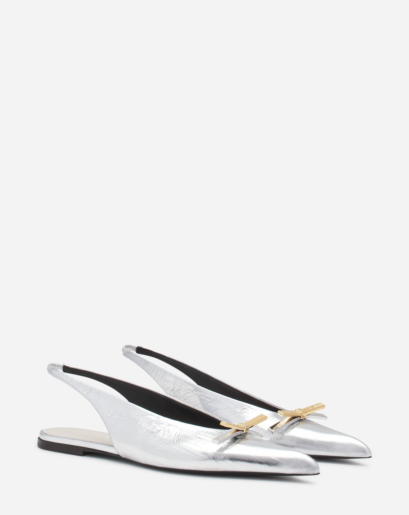 LANVIN BOW SLINGBACK IN METALLIC LEATHER - 2