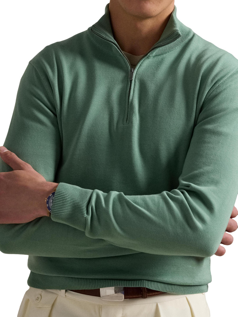 Men's Cotton Quarter-Zip Sweater - Faded Mint 5