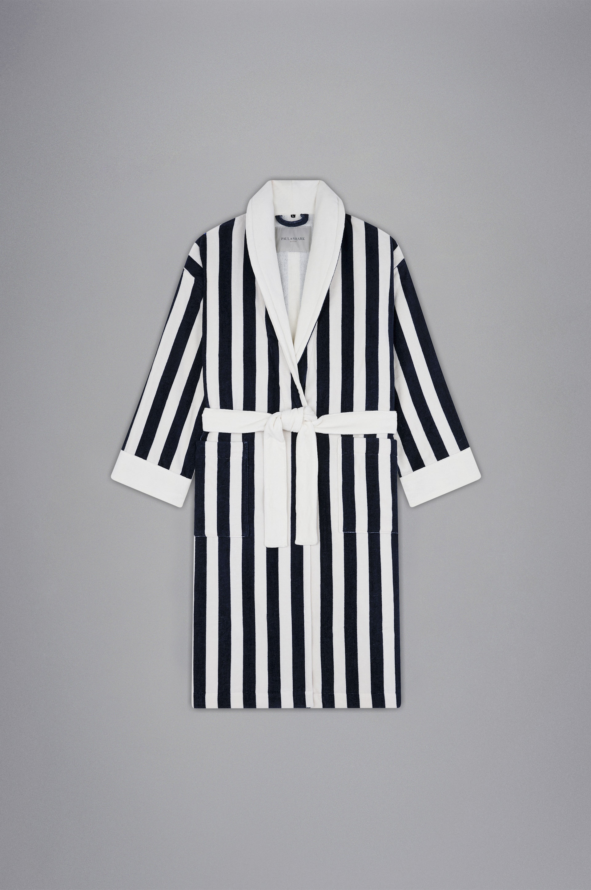 COTTON BATHROBE WITH STRIPED PATTERN - 1