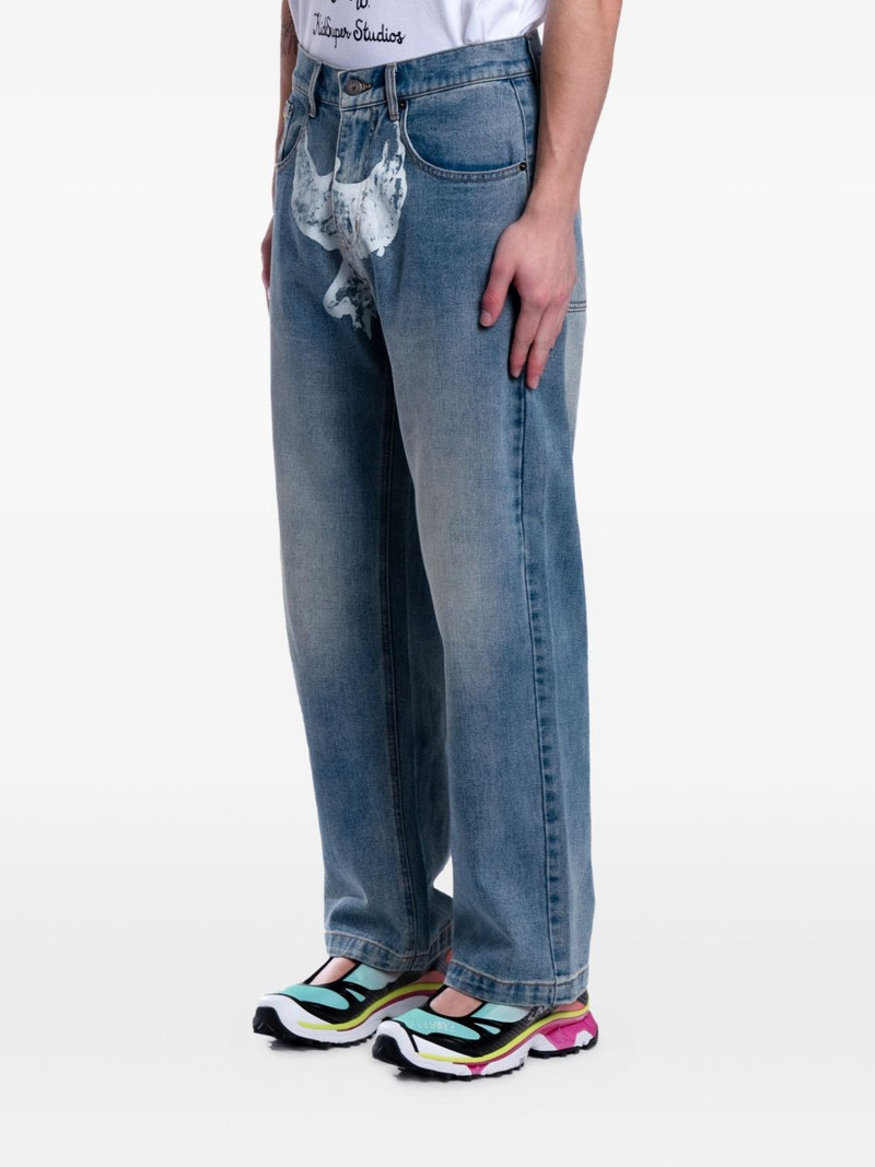 KidSuper dove-print jeans outlook