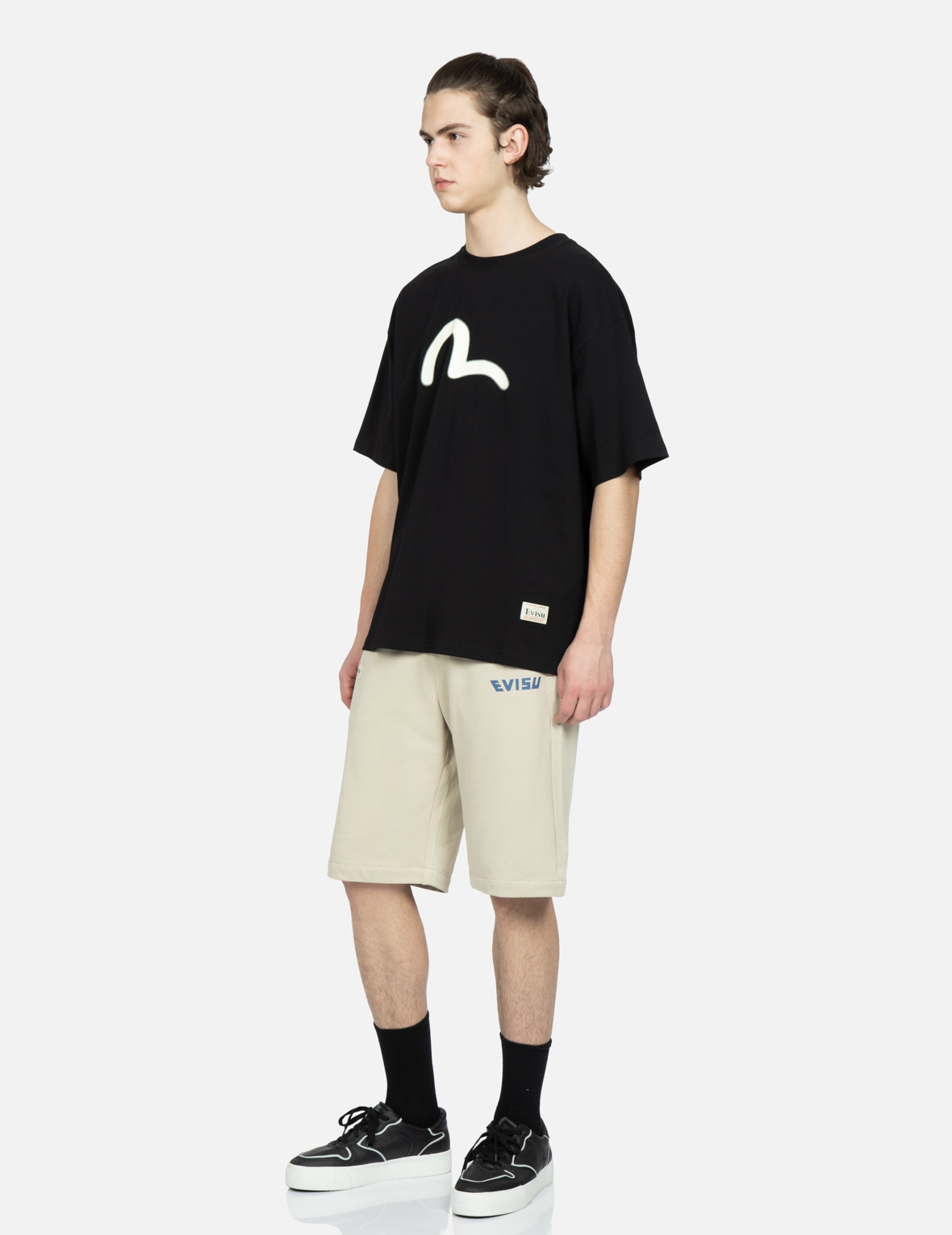GRAFFITI DARUMA PRINT SWEAT SHORTS - 4