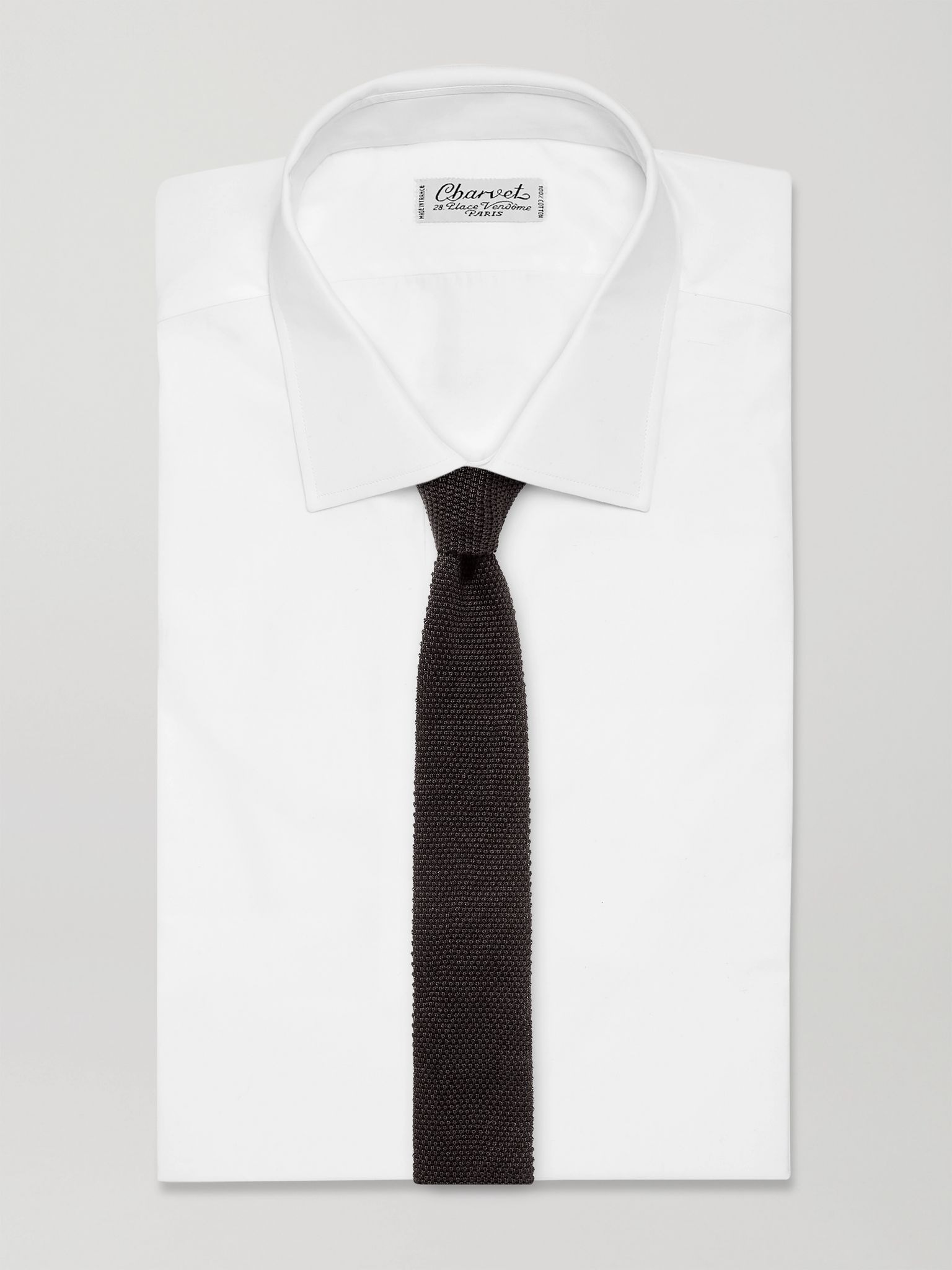 6cm Knitted Silk Tie Brown - 2