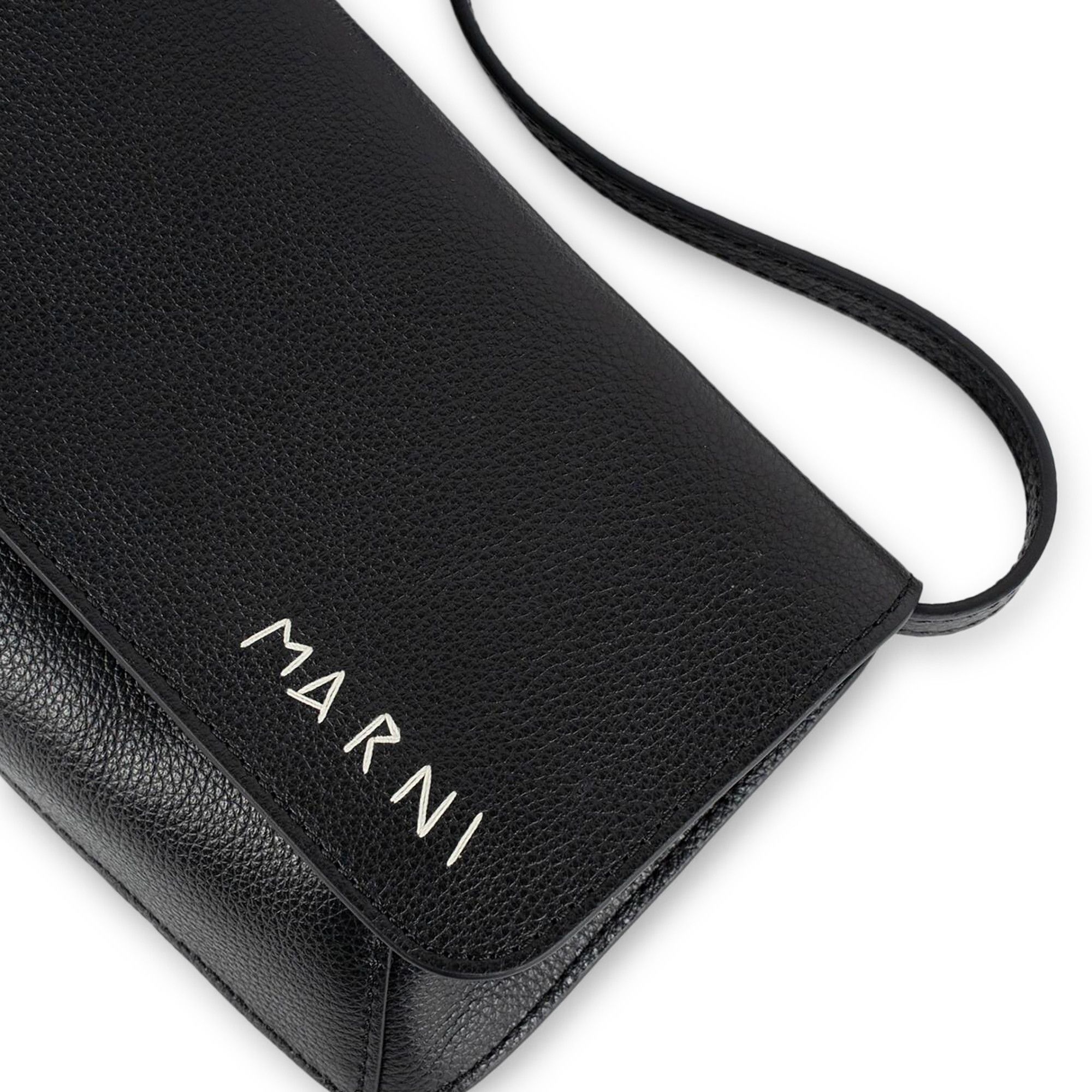 Marni Logo Embroidered Leather Belt Bag 'Black' - 3