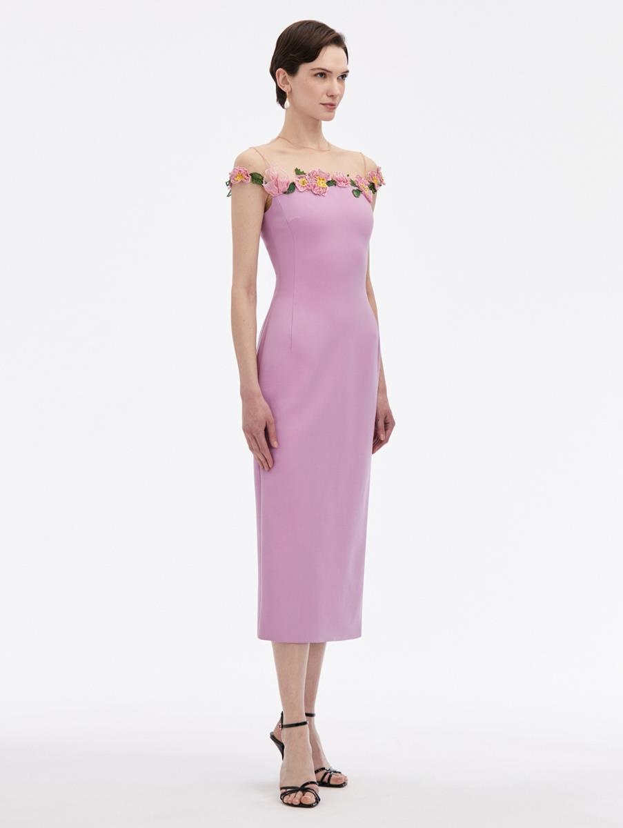 POPPIES ILLUSION NECK PENCIL DRESS - 3