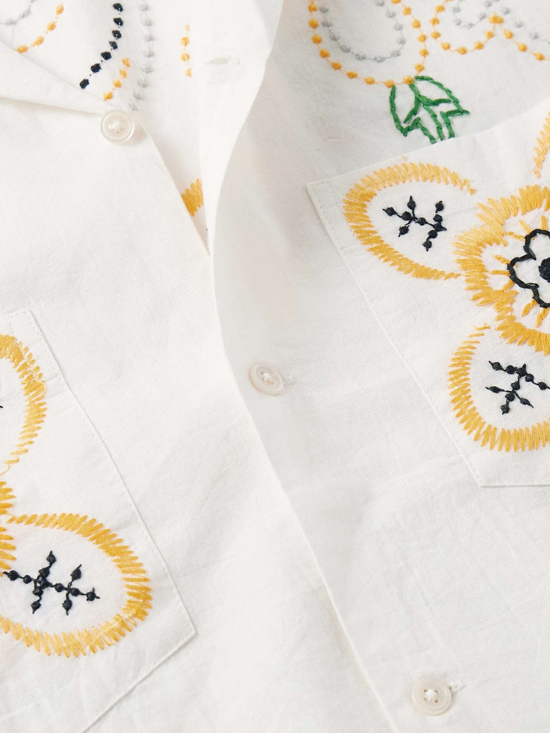 Buttercup Camp-Collar Embroidered Cotton-Voile Shirt 4