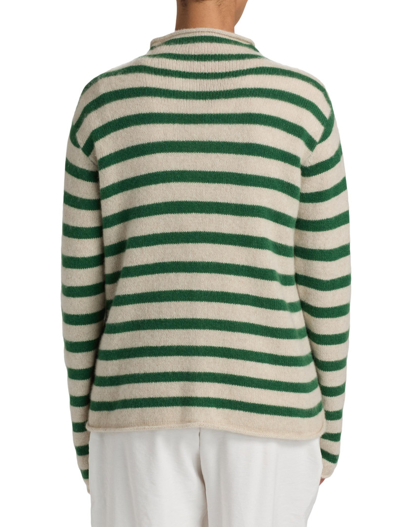Women's Cousteau Striped Cashmere Cardigan - Fern White 5