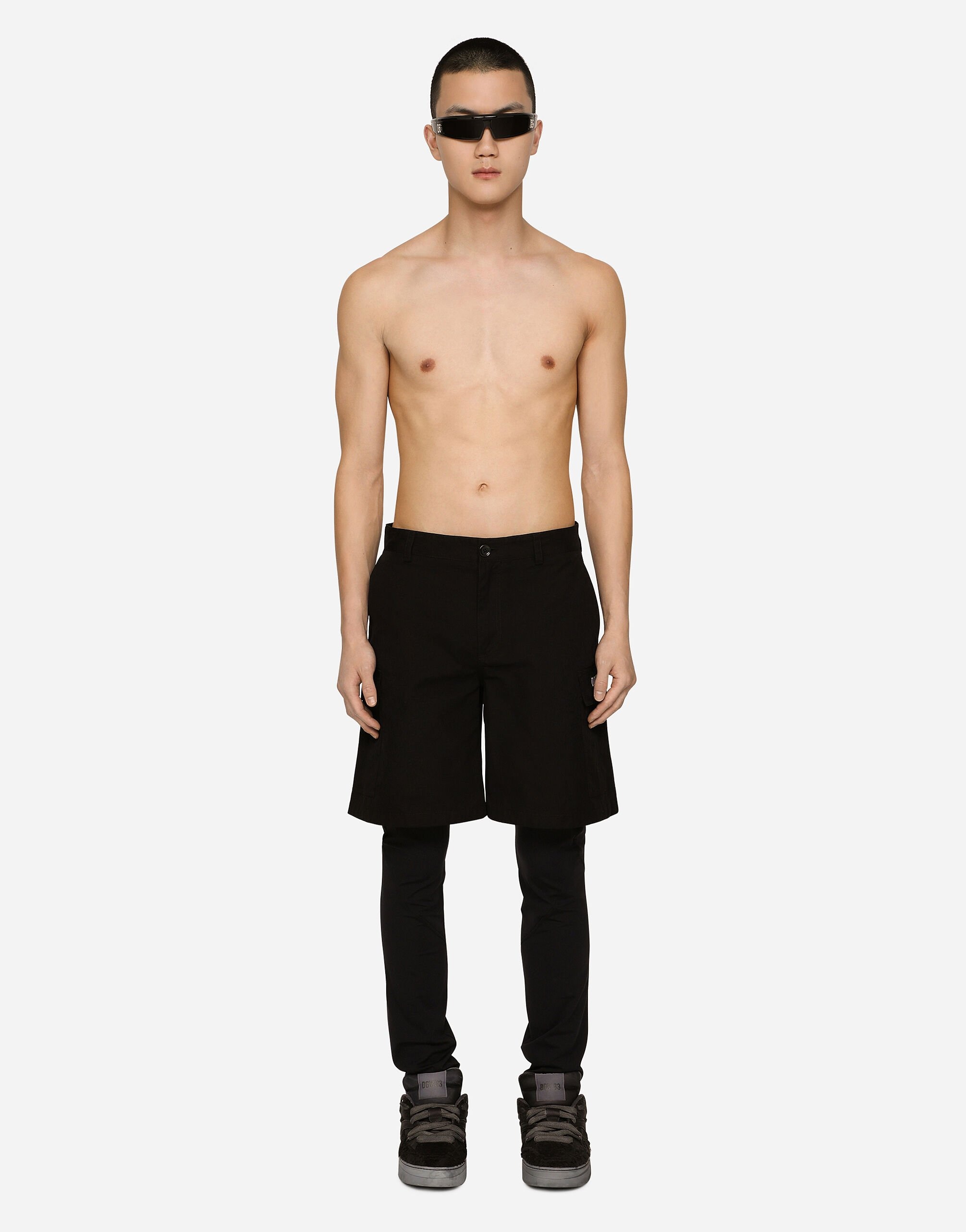Cotton faille cargo shorts with DGVIB3 patch - 3