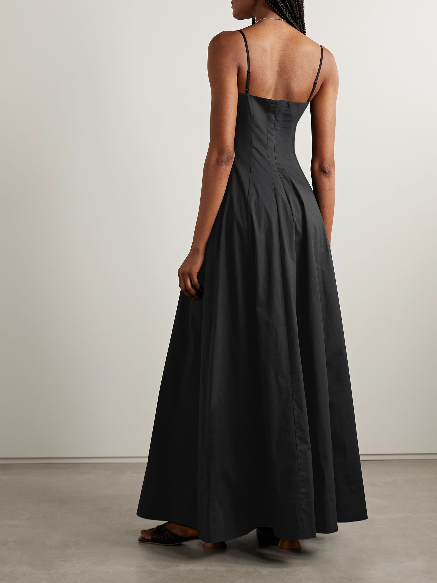 Wylie cotton-blend poplin maxi dress Black - 3