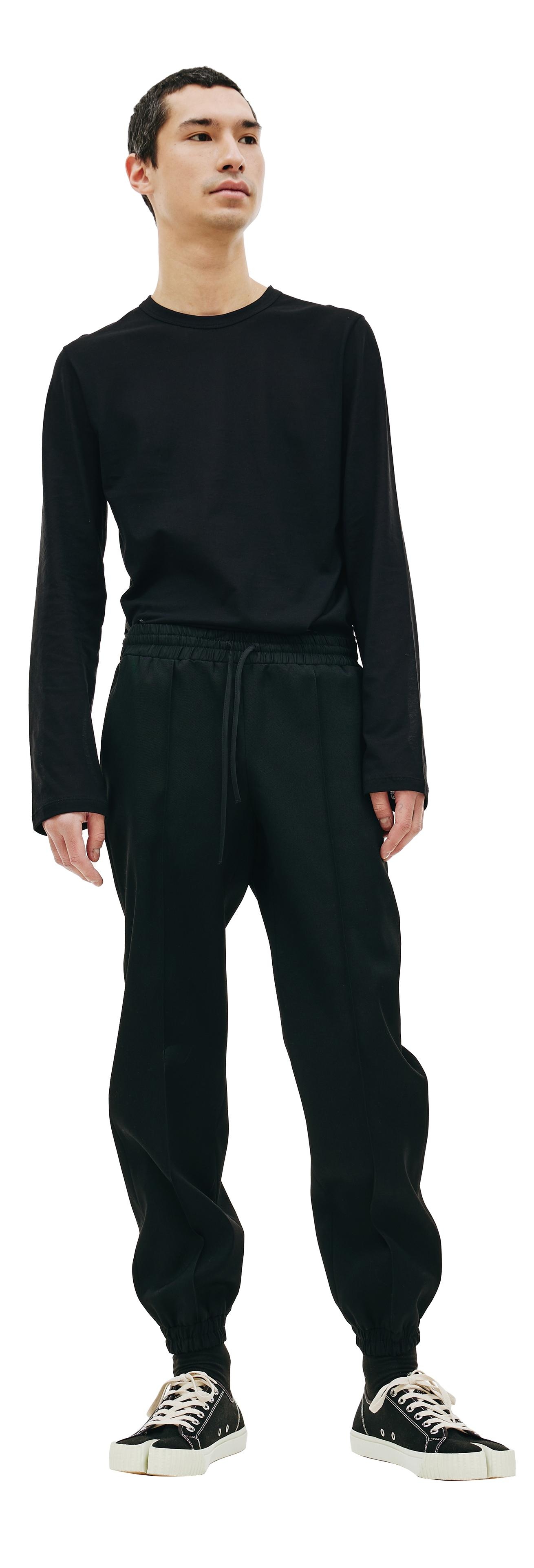 BLACK WOOL SWEATPANTS - 1