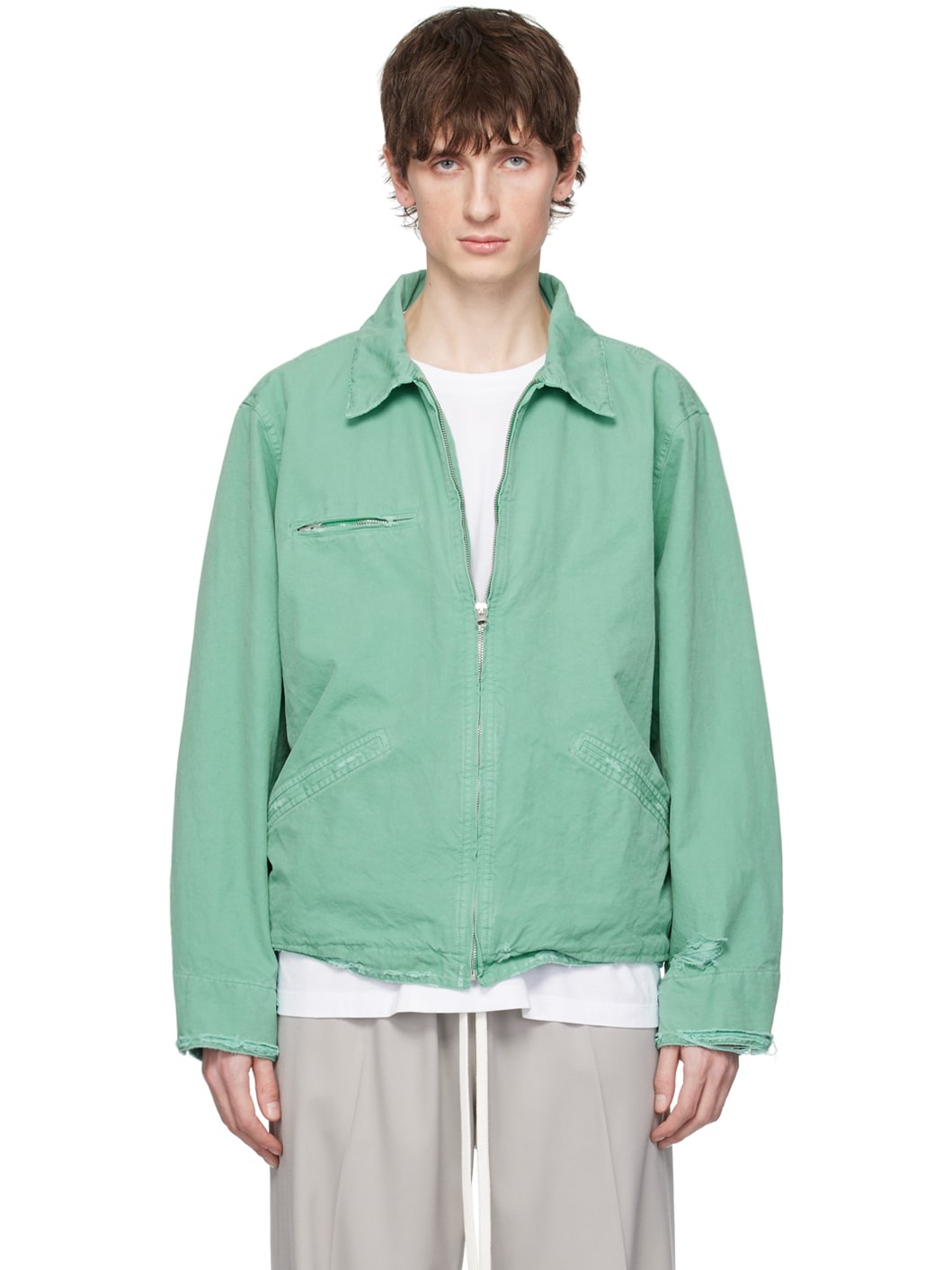 MM6 Maison Margiela Green Sports Jacket | ssense | REVERSIBLE