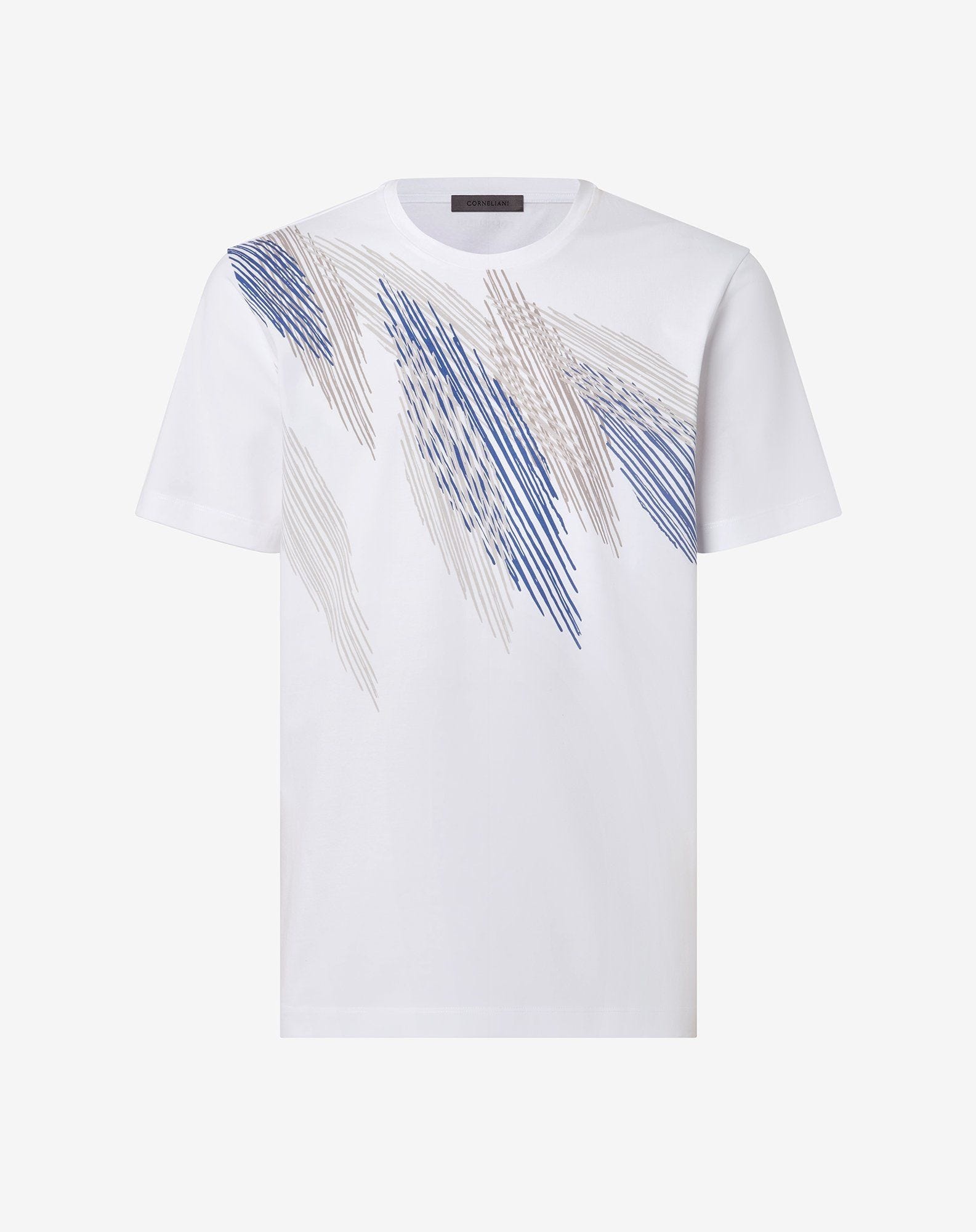 White crew neck stretch cotton jersey t-shirt - 1
