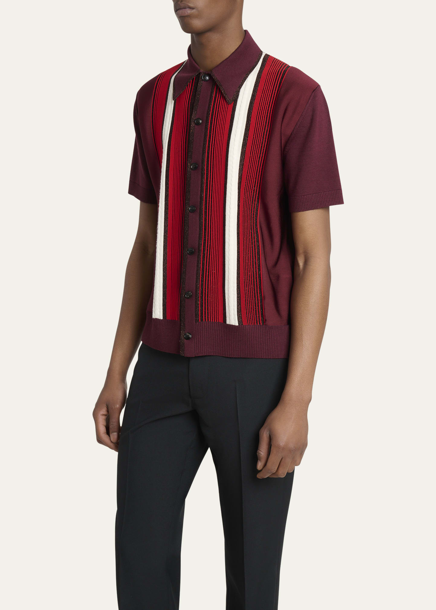 Men's Multi-Stripe Knit Short-Sleeve Shirt - 4