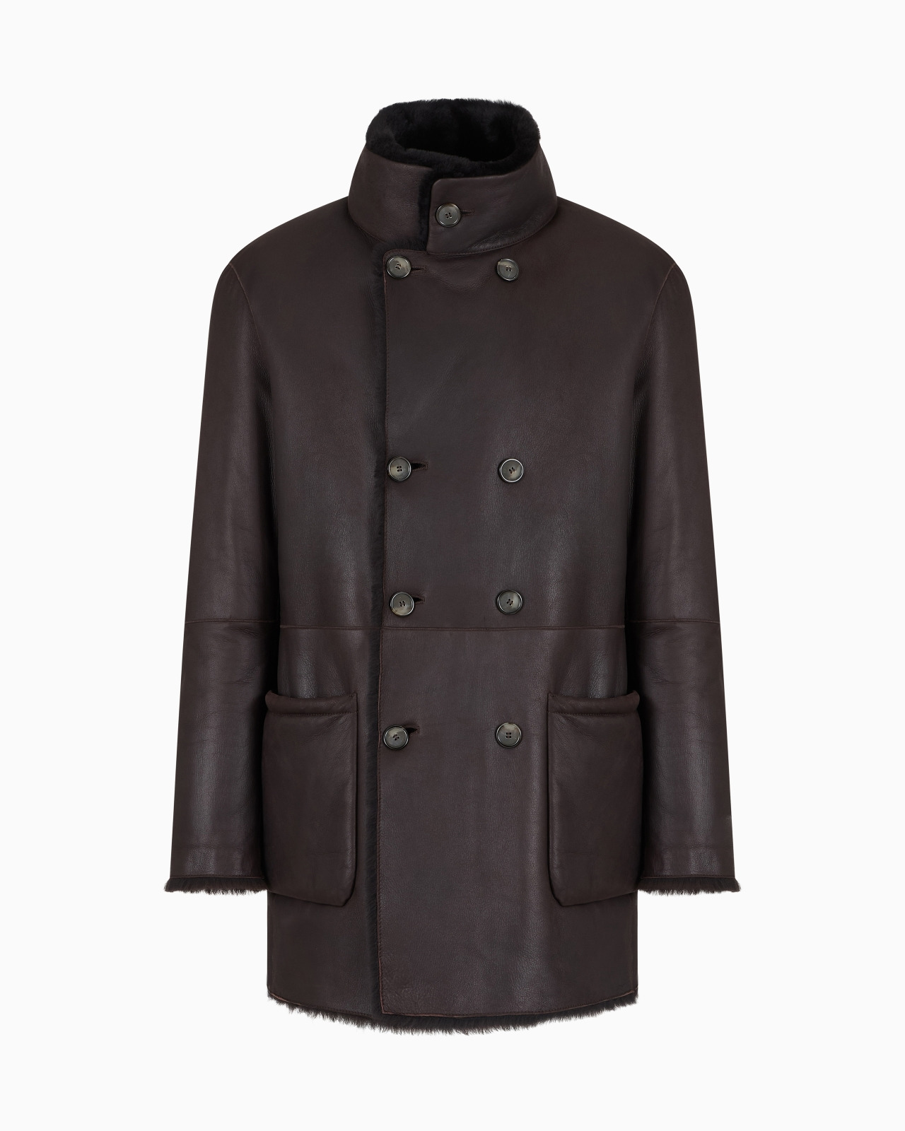 Reversible, double-breasted sheepskin pea coat - 5