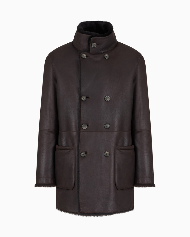 Reversible, double-breasted sheepskin pea coat 5