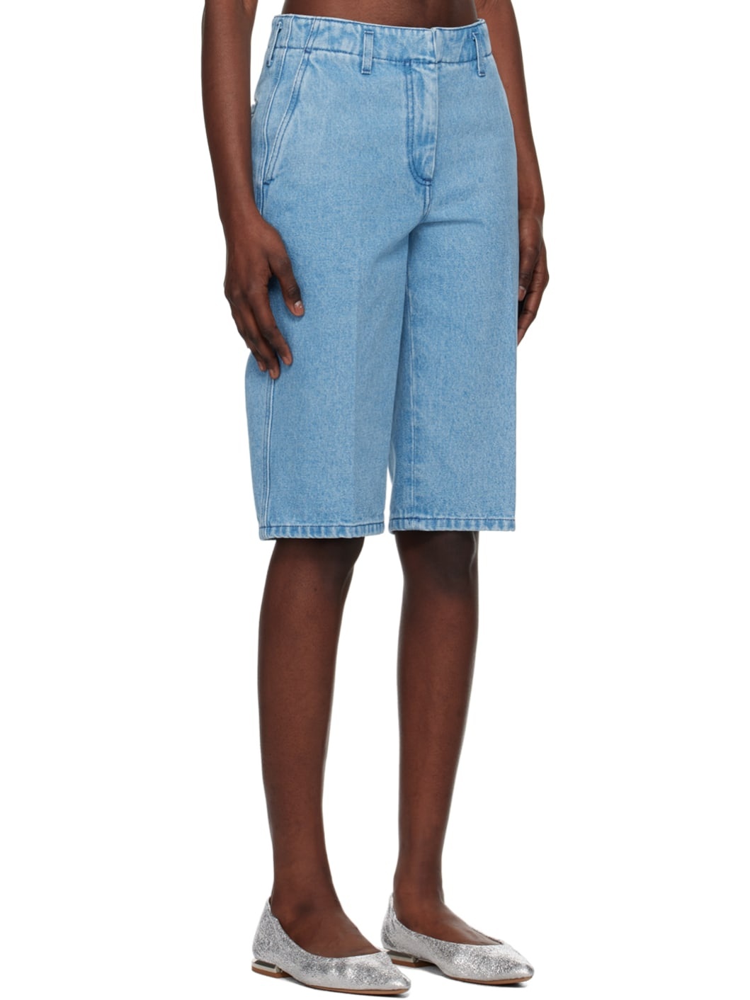 Blue Tailored Denim Shorts - 2